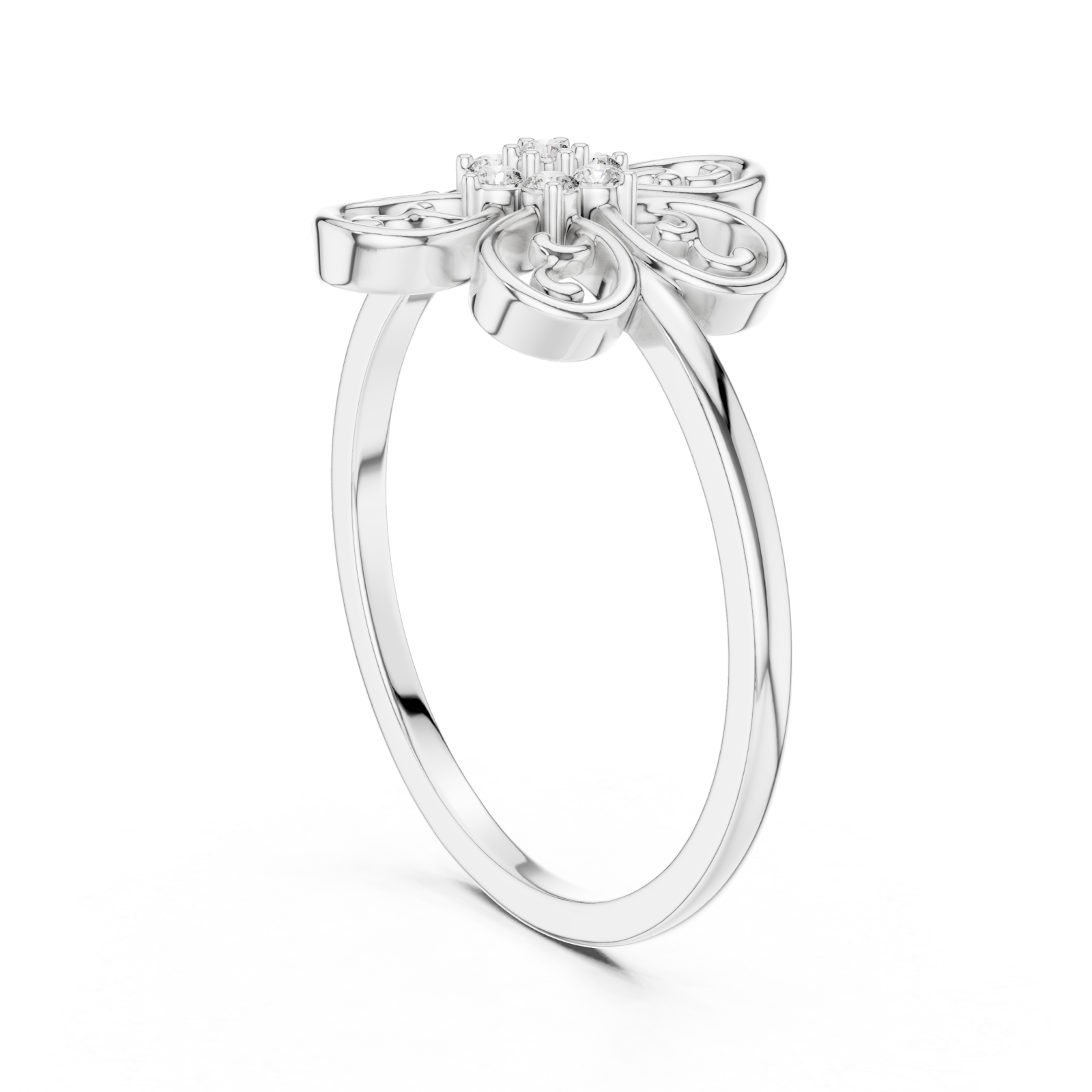  White Gold Fleur Embrace Ring Left View