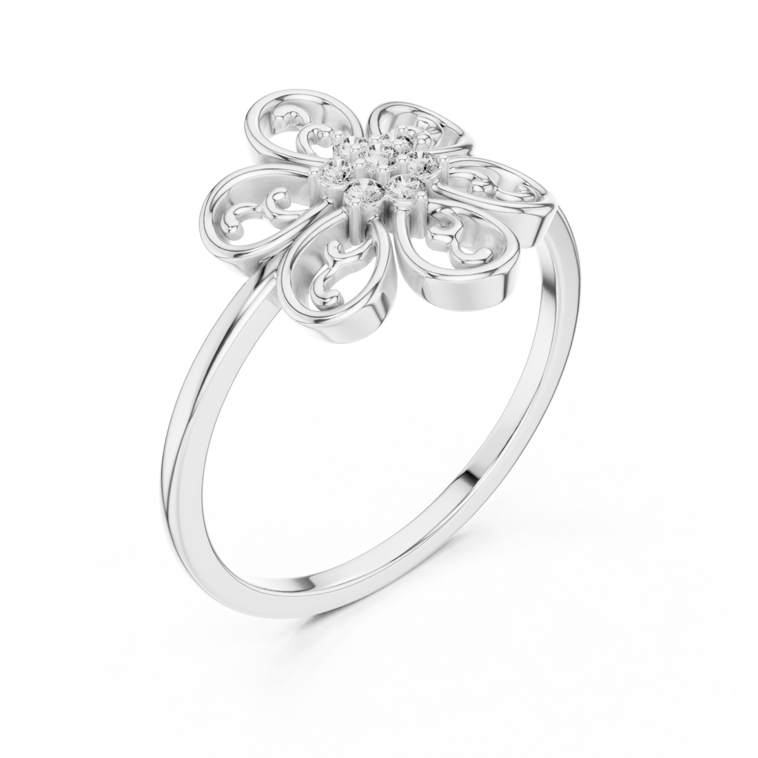  White Gold Fleur Embrace Ring Right View