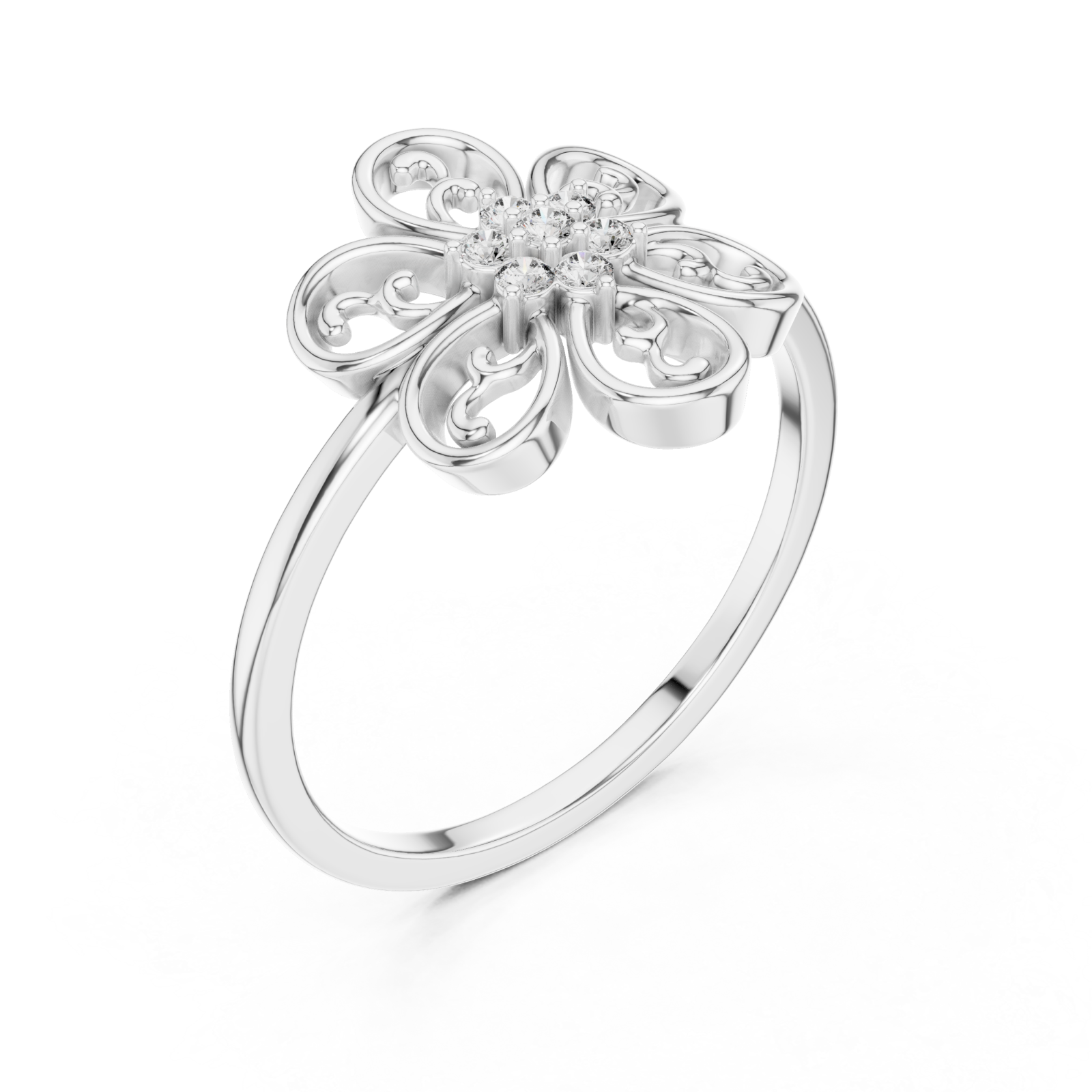  White Gold Fleur Embrace Ring Right View