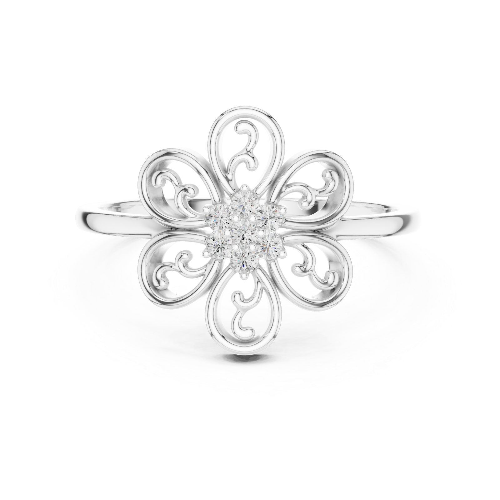  White Gold Fleur Embrace Ring Front View