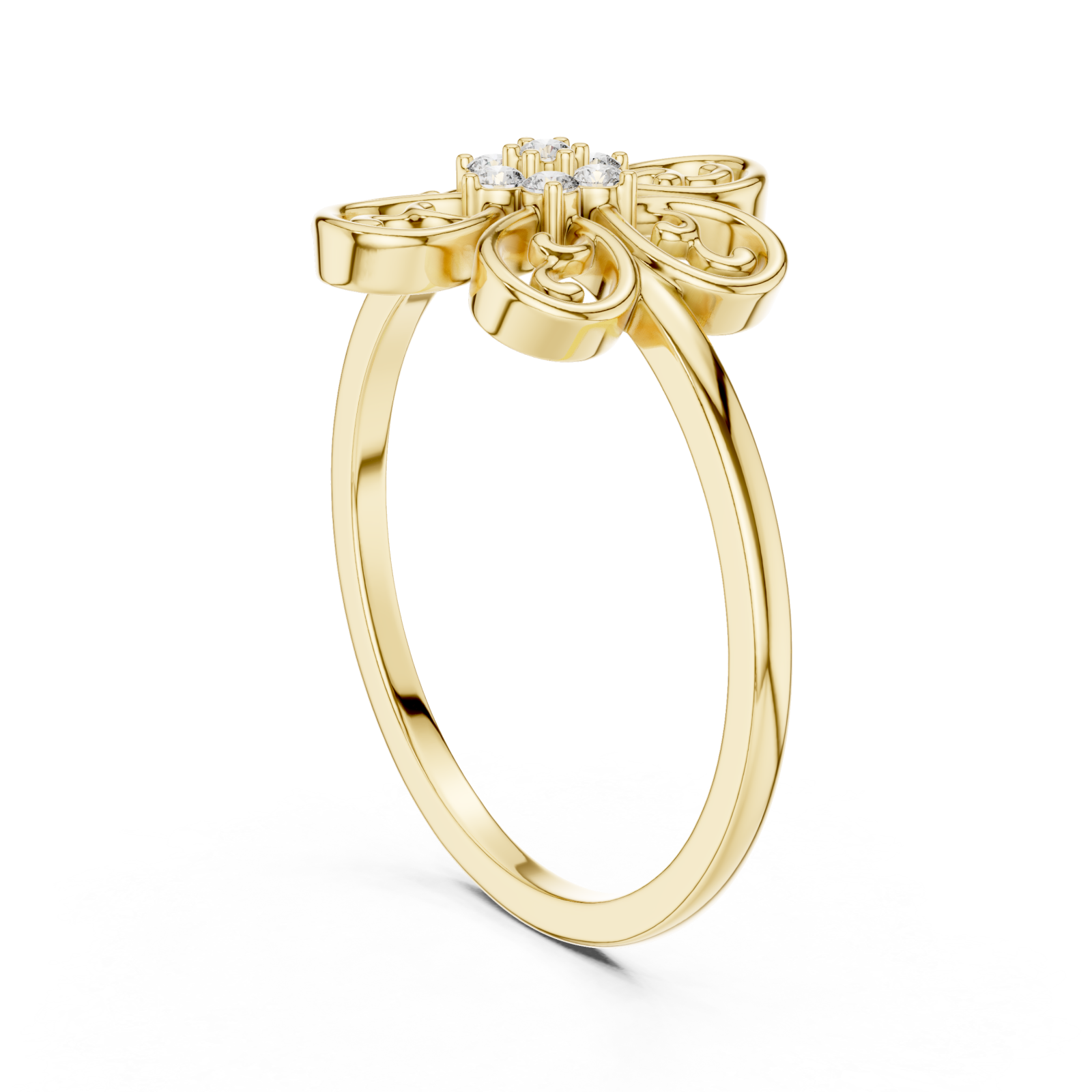 Gold Fleur Embrace Ring Left View