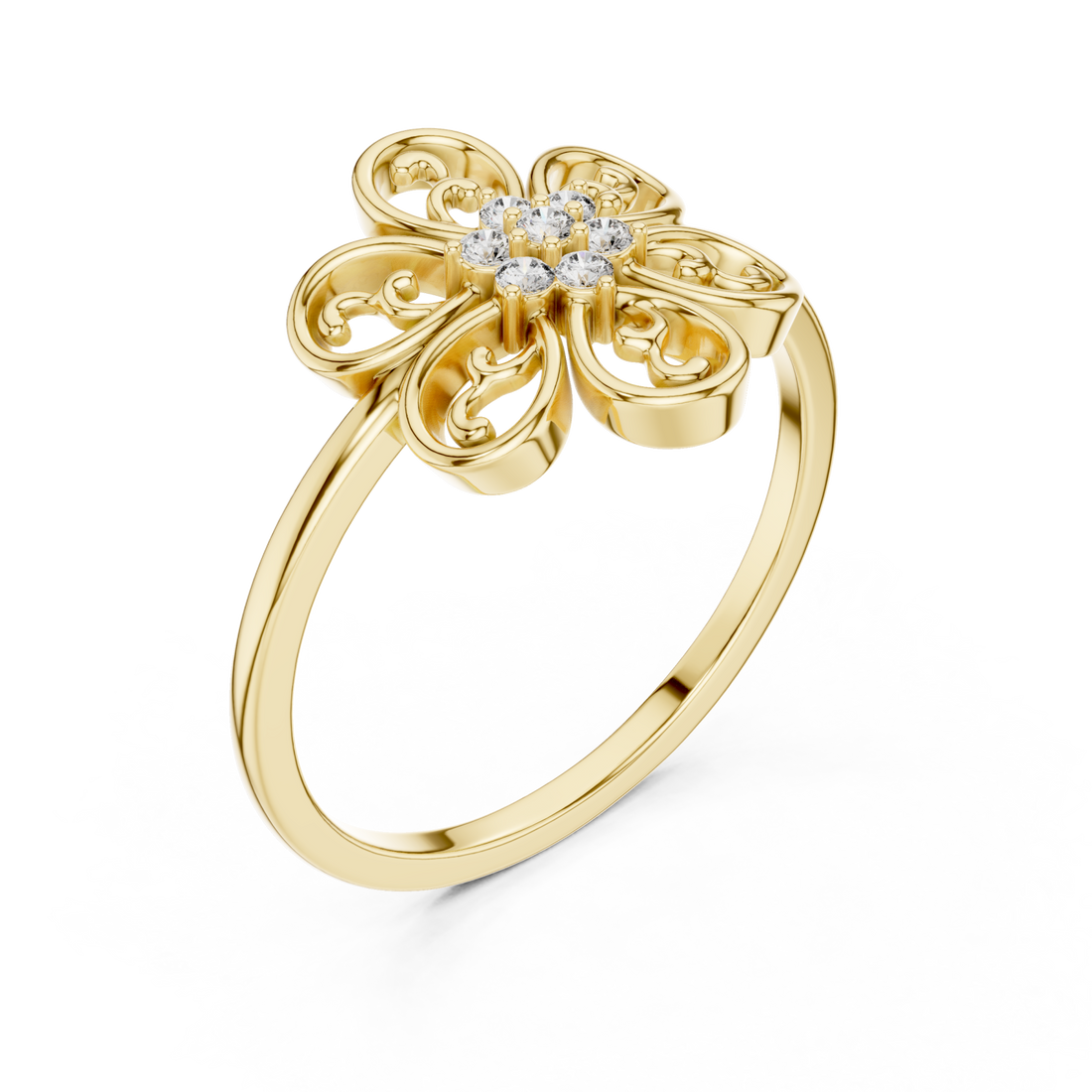 Gold Fleur Embrace Ring Right View