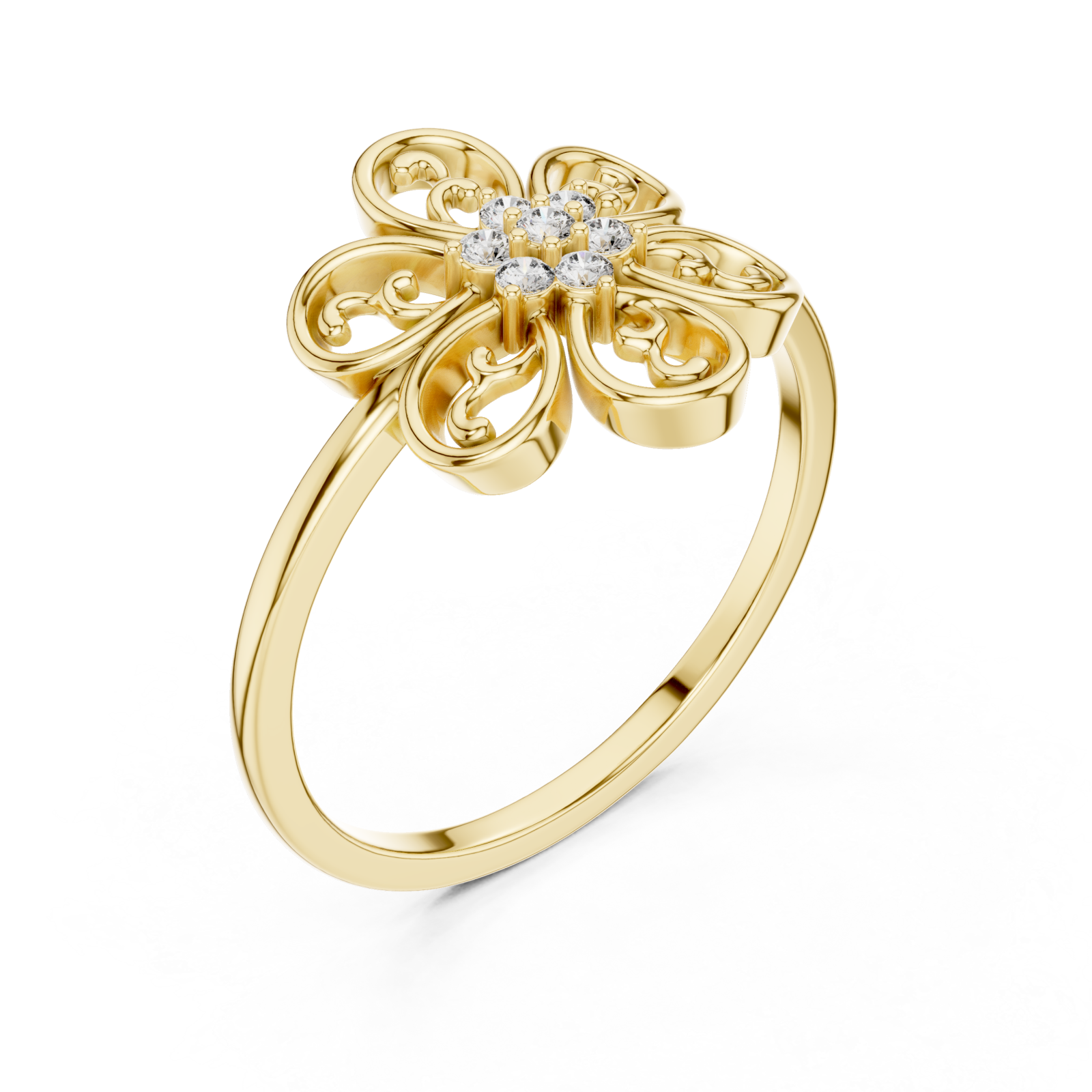 Gold Fleur Embrace Ring Right View