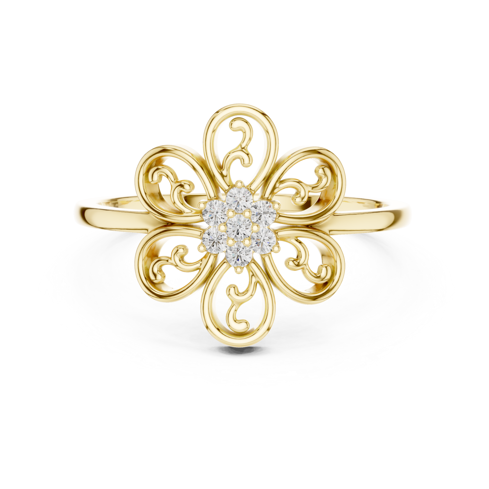  Gold Fleur Embrace Ring Front View