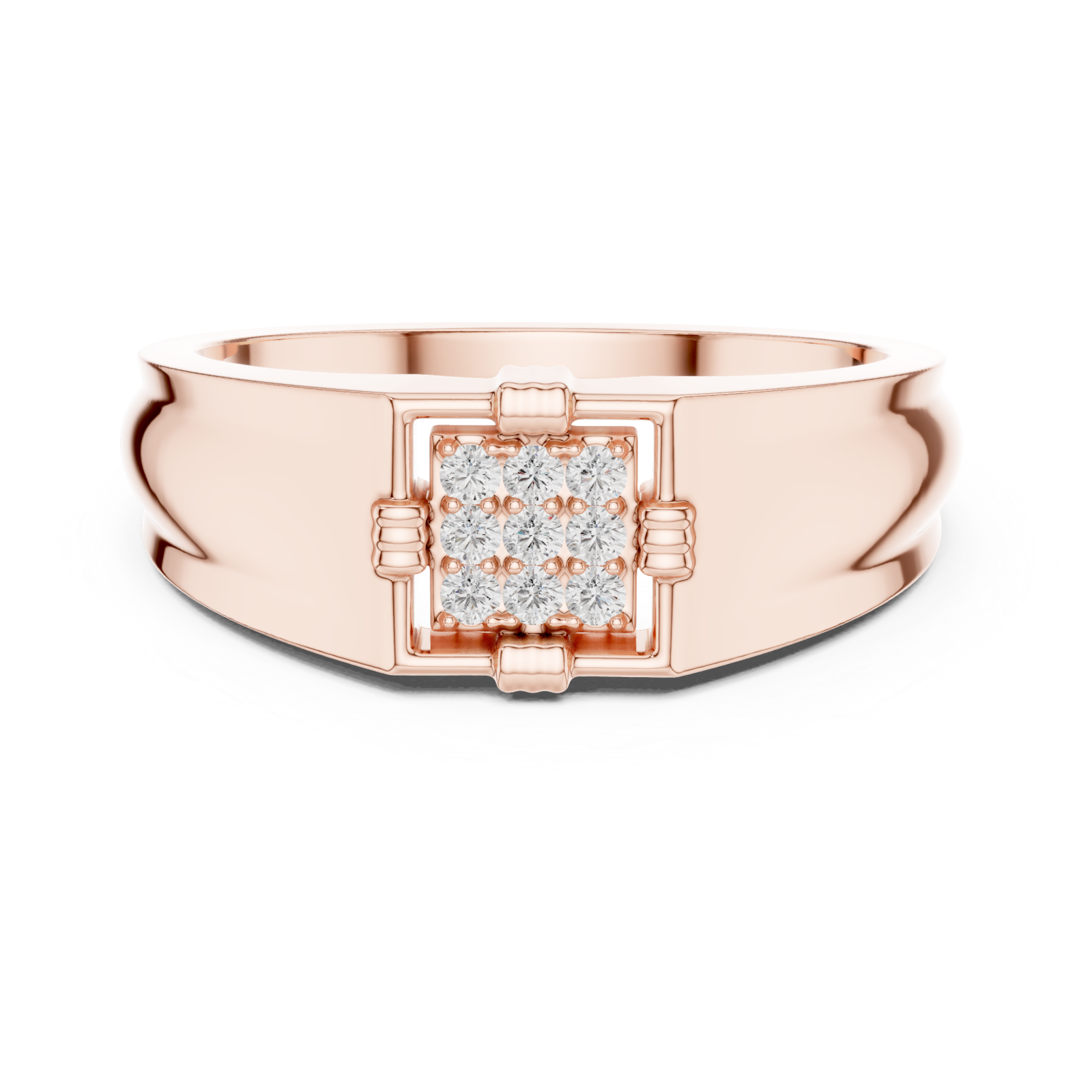  Rose Gold Regency Crest Ring Front View