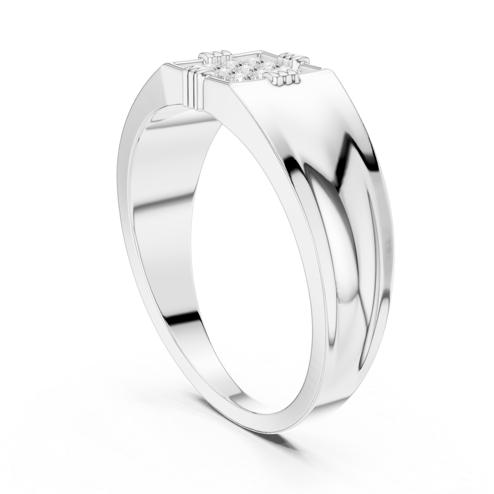  White Gold Regency Crest Ring Left View