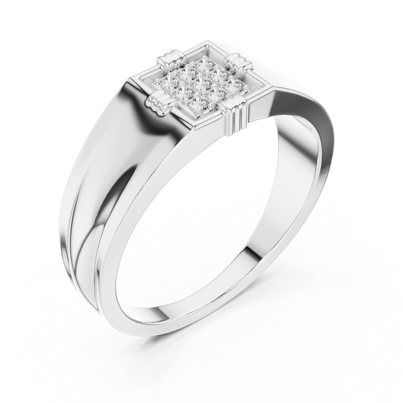  White Gold Regency Crest Ring Right View