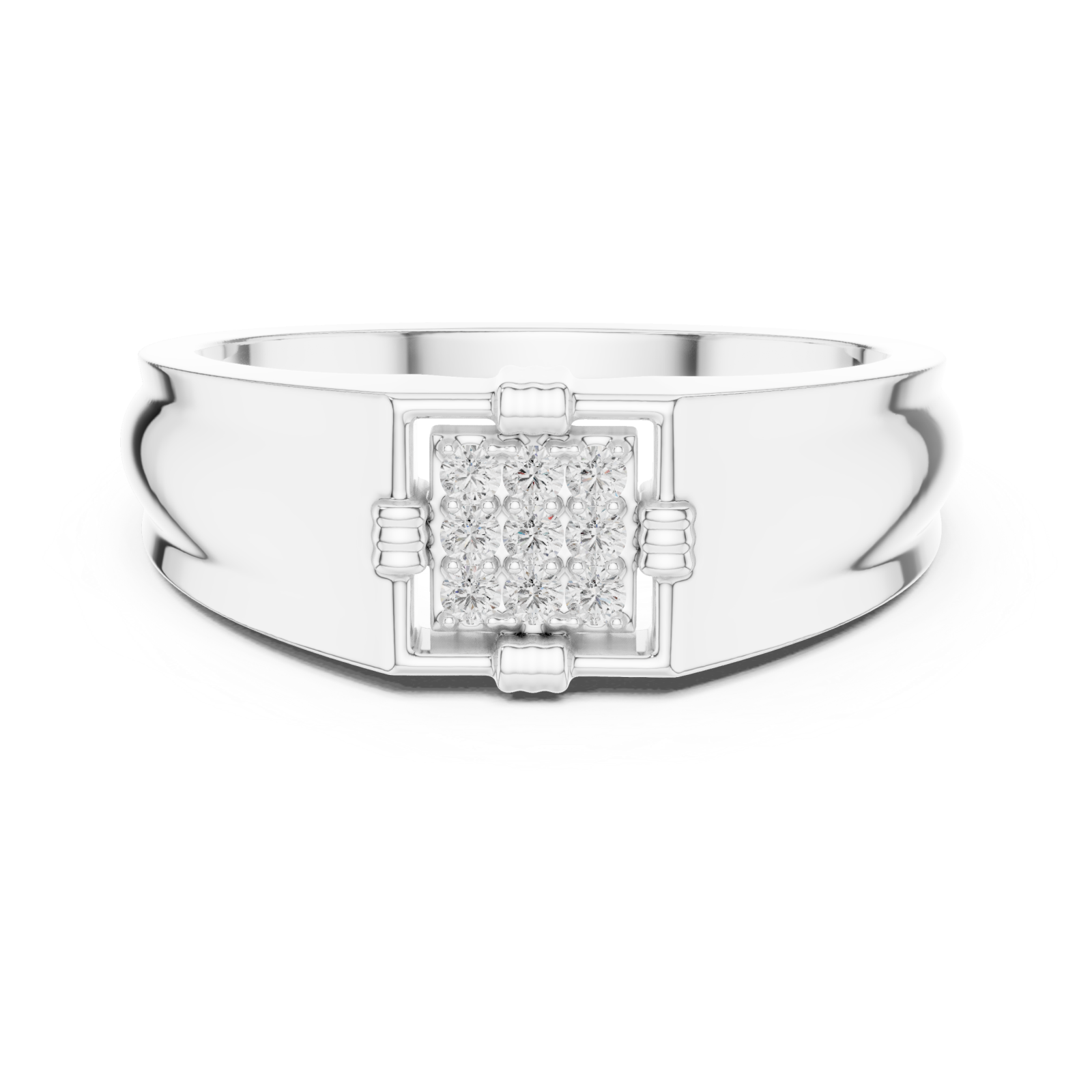  White Gold Regency Crest Ring Front View
