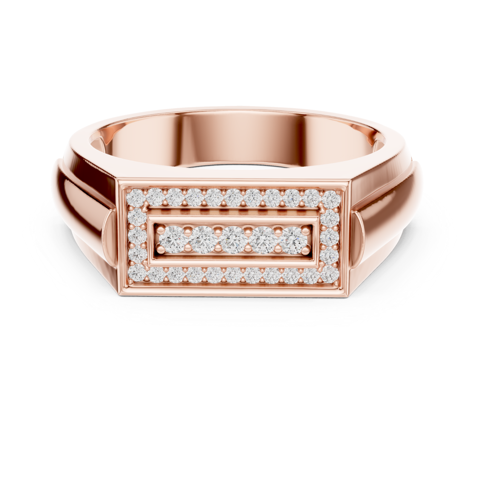  Rose Gold Regal Frame Ring Front View