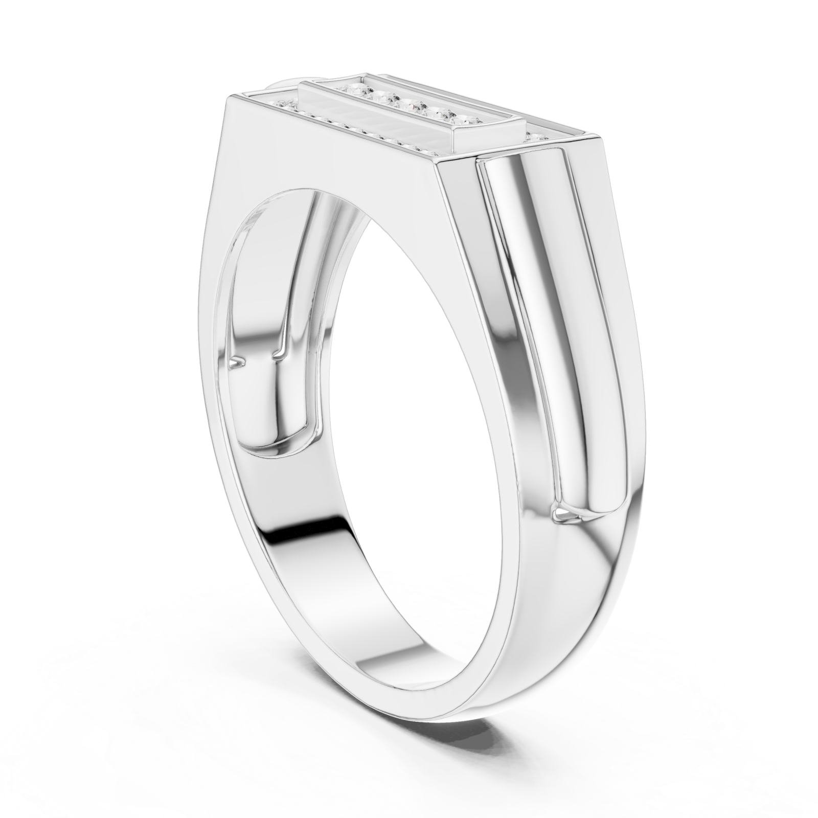  White Gold Regal Frame Ring Left View