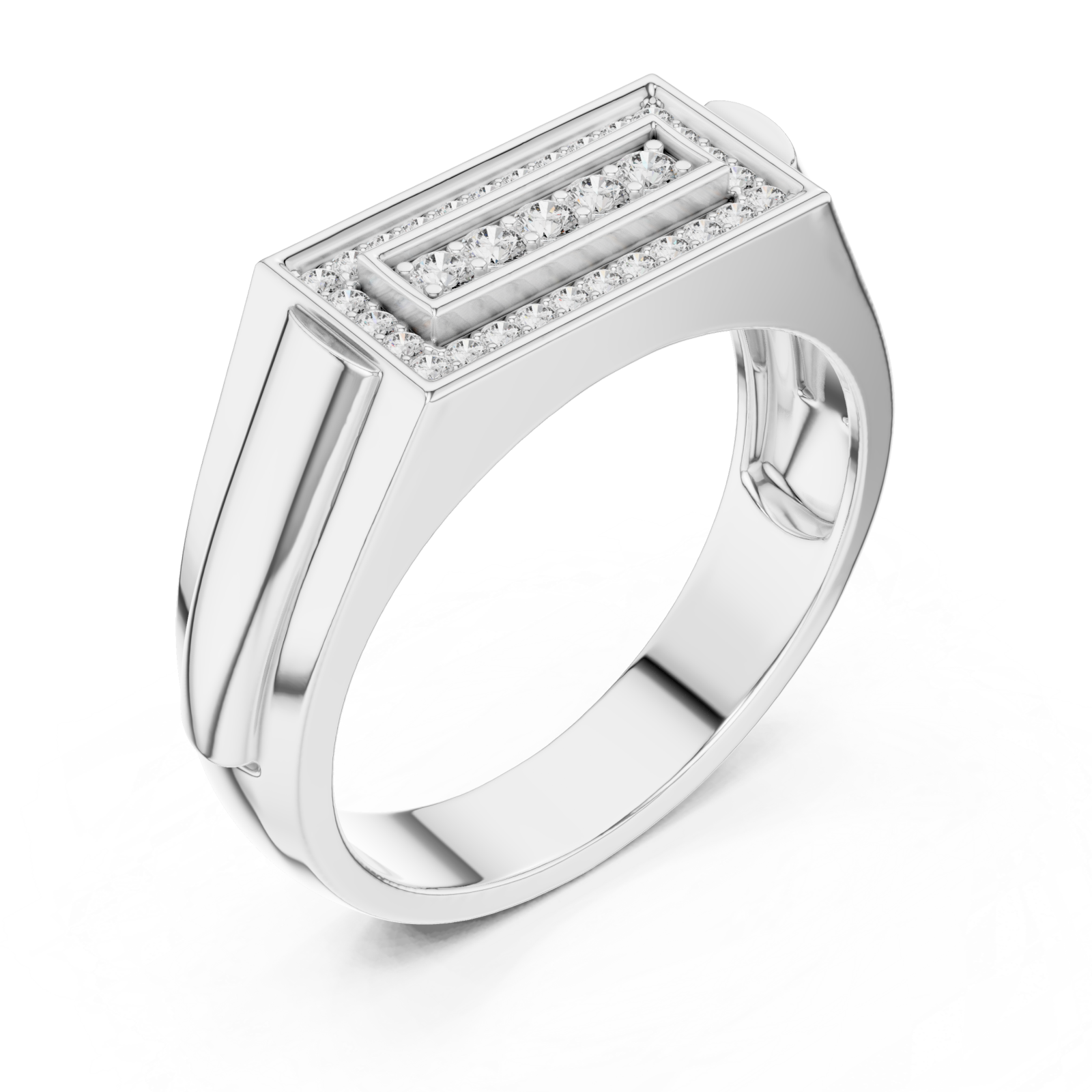  White Gold Regal Frame Ring Right View