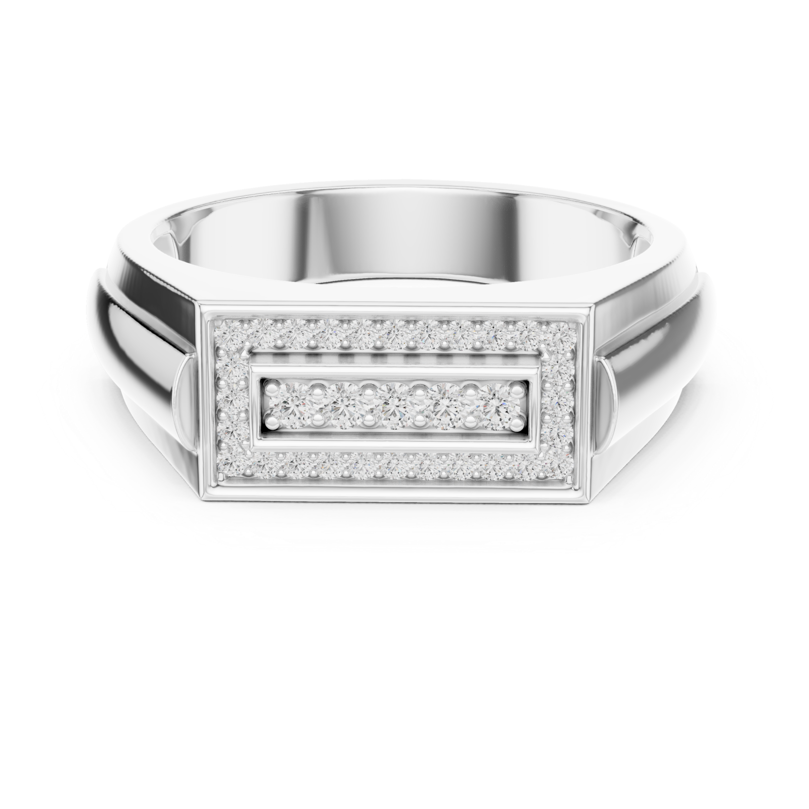  White Gold Regal Frame Ring Front View