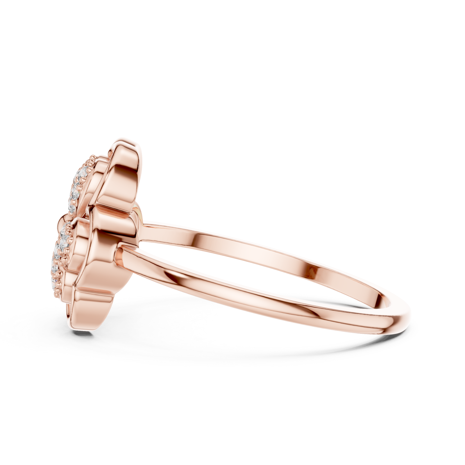  Rose Gold Petal Charm Ring Side View