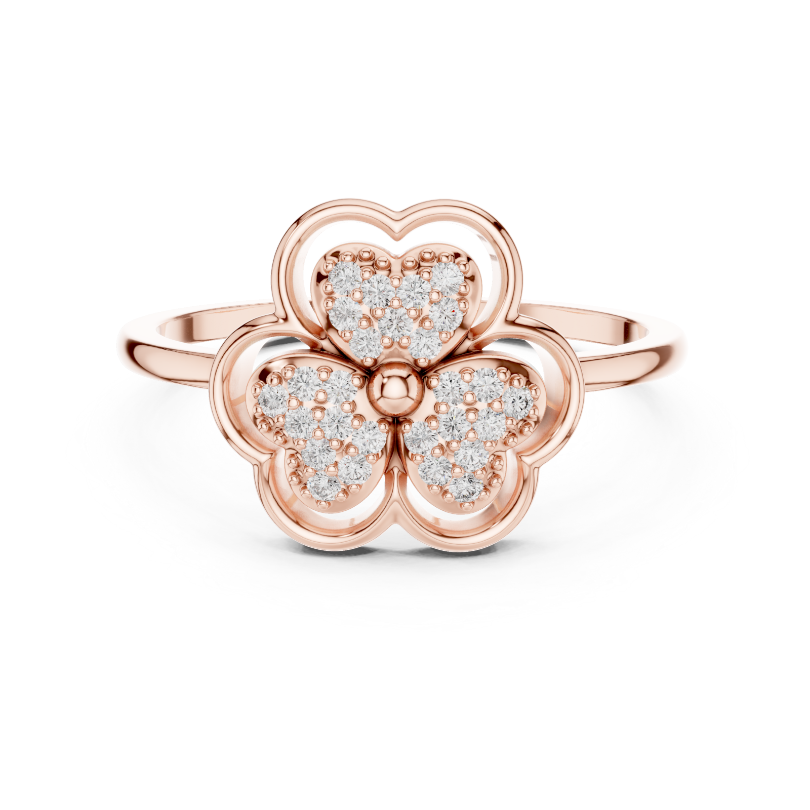  Rose Gold Petal Charm Ring Front View