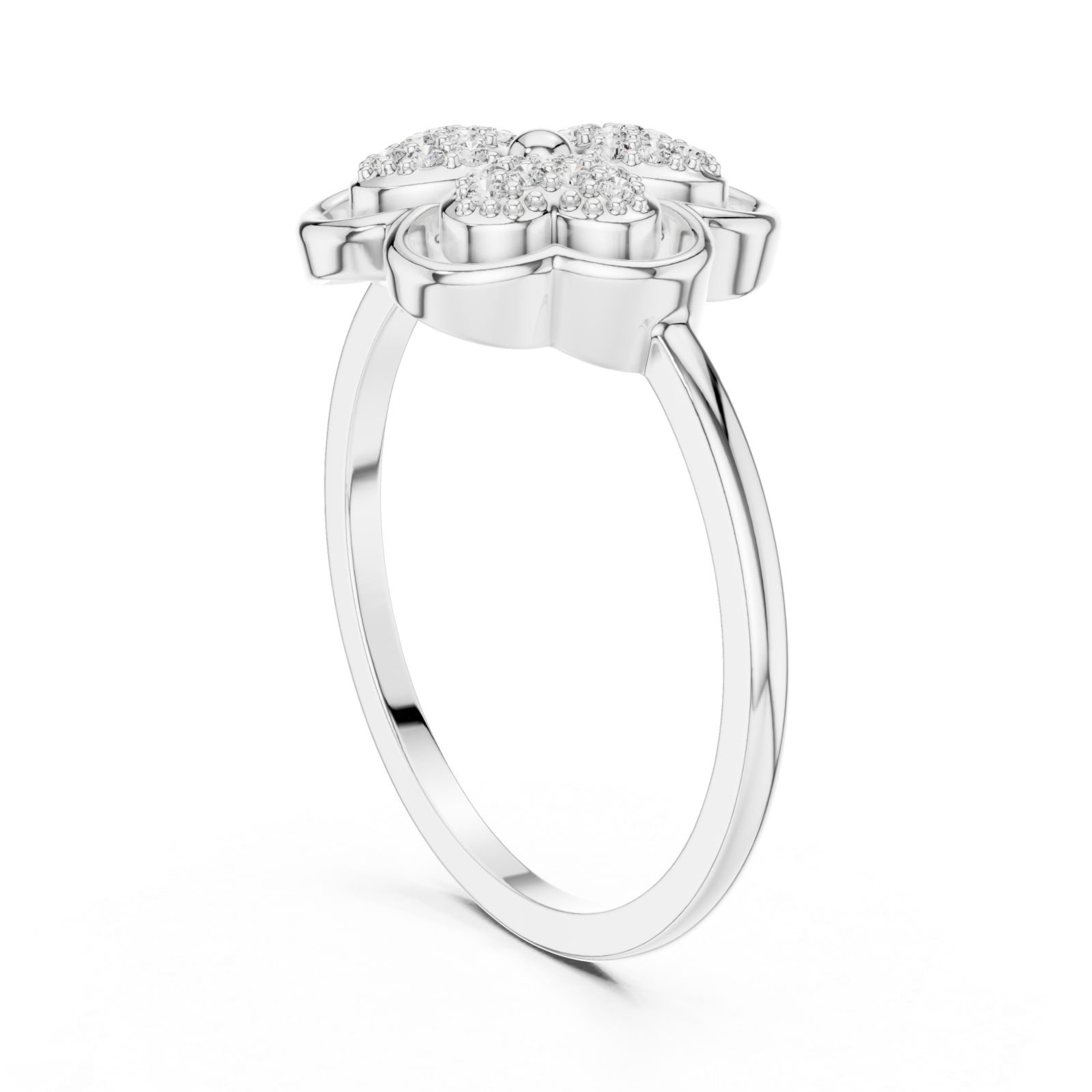 White Gold Petal Charm Ring Left View