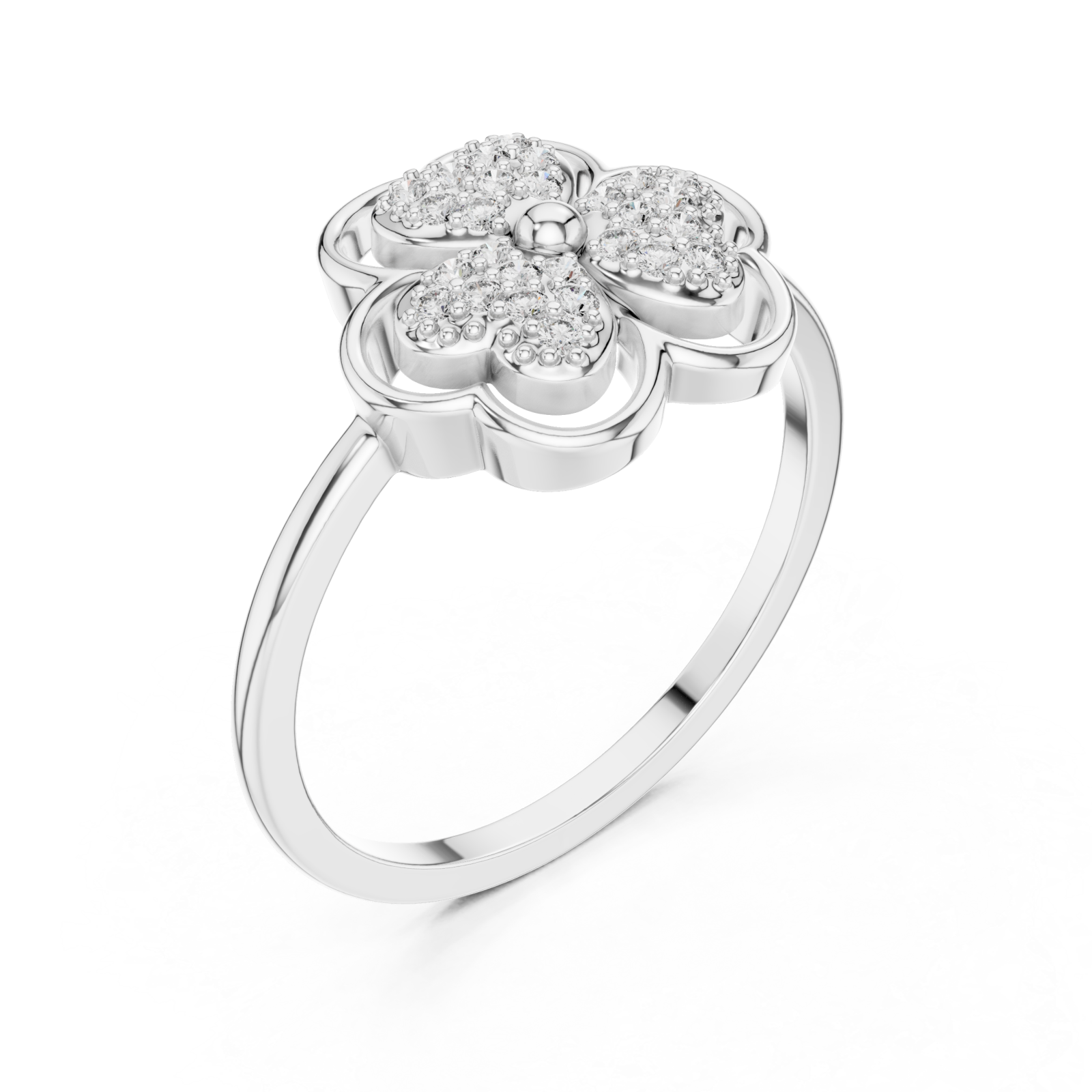  White Gold Petal Charm Ring Right View