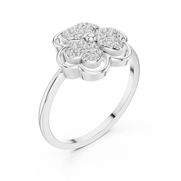  White Gold Petal Charm Ring Right View