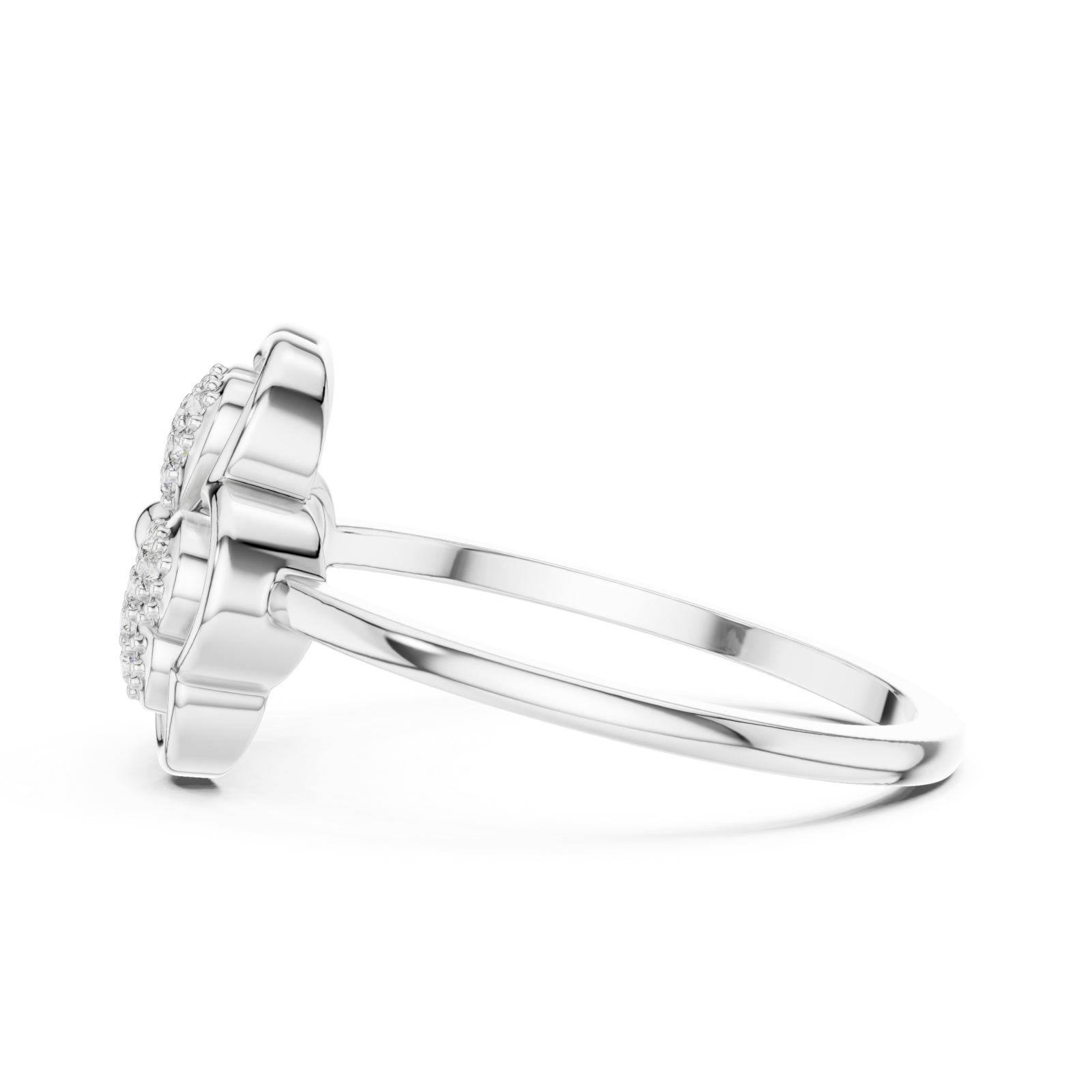  White Gold Petal Charm Ring Side View