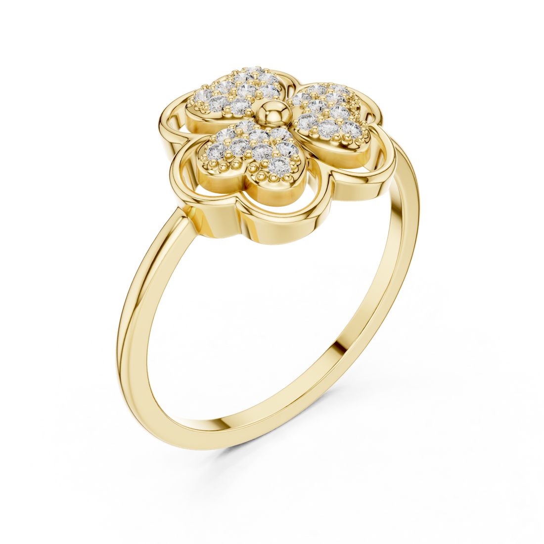 Gold Petal Charm Ring Right View