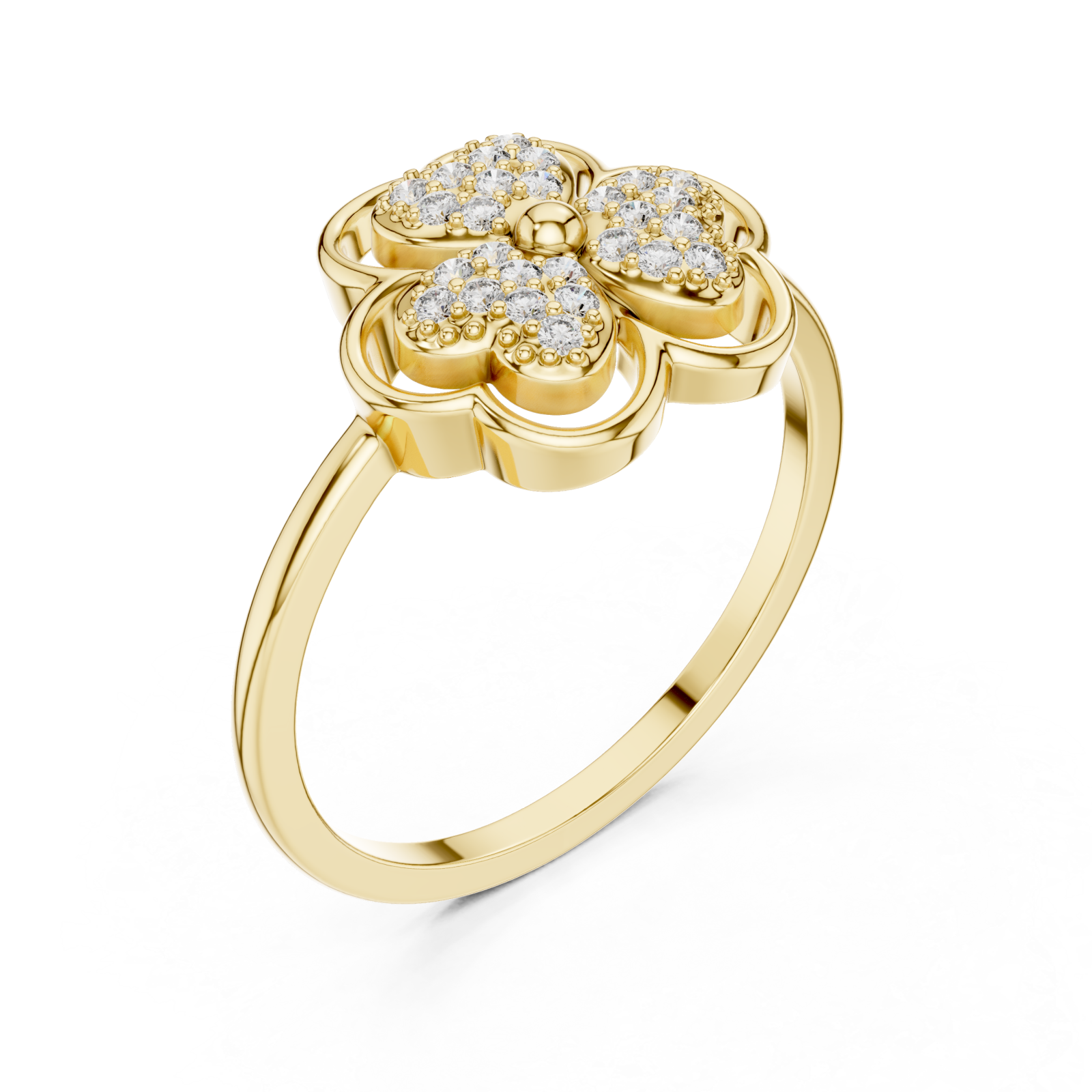 Gold Petal Charm Ring Right View