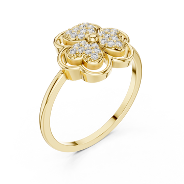 Gold Petal Charm Ring Right View