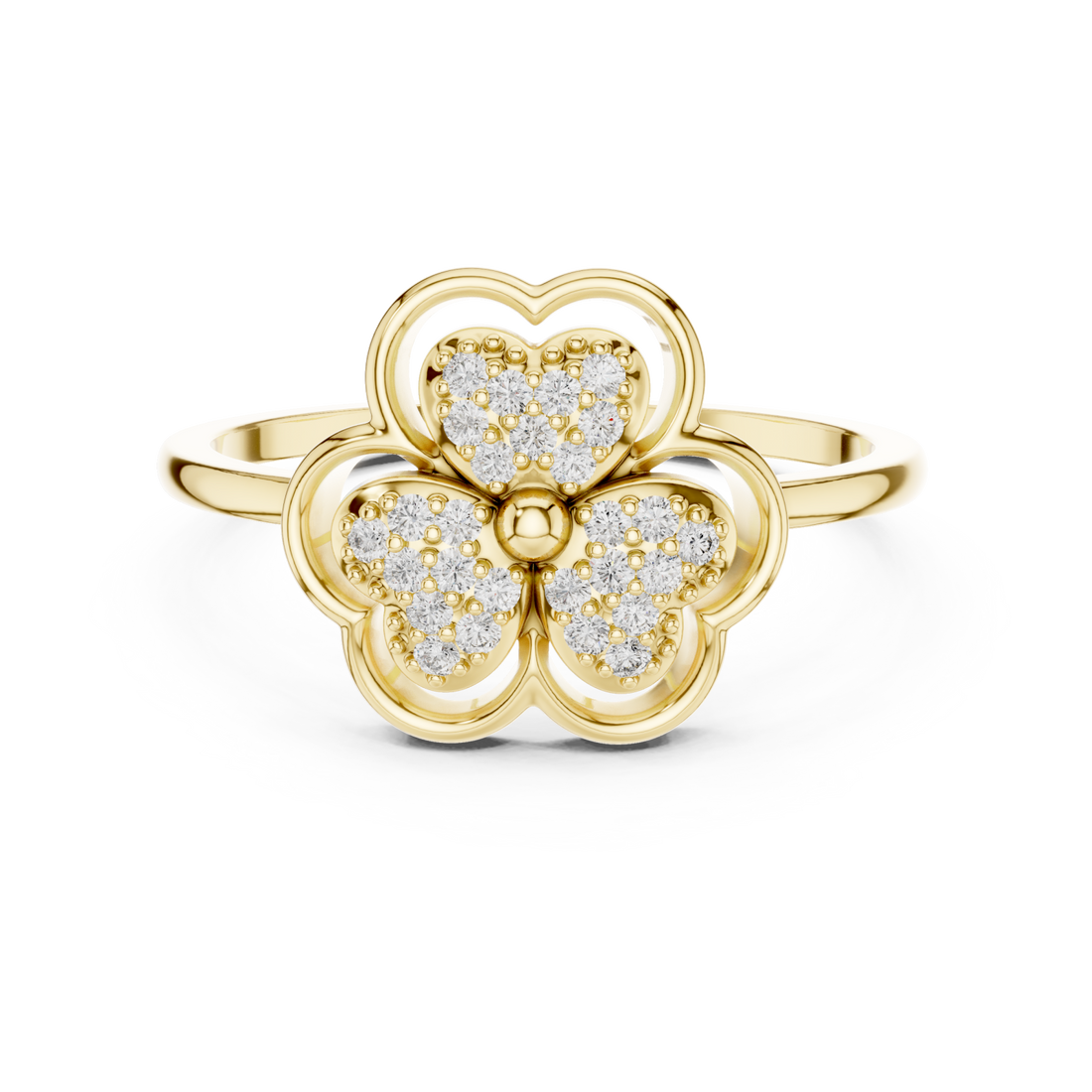 Gold Petal Charm Ring Right View