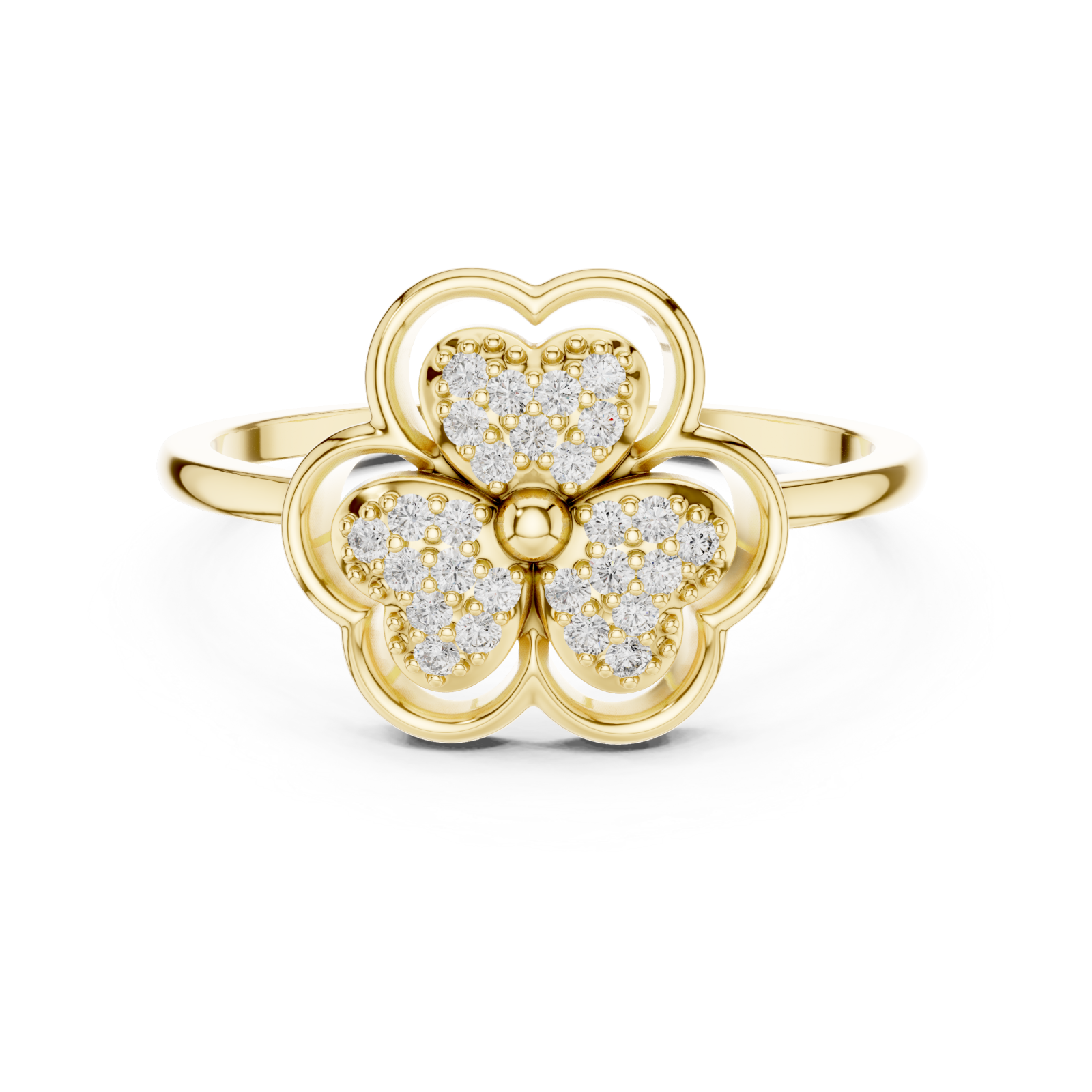  Gold Petal Charm Ring Front View