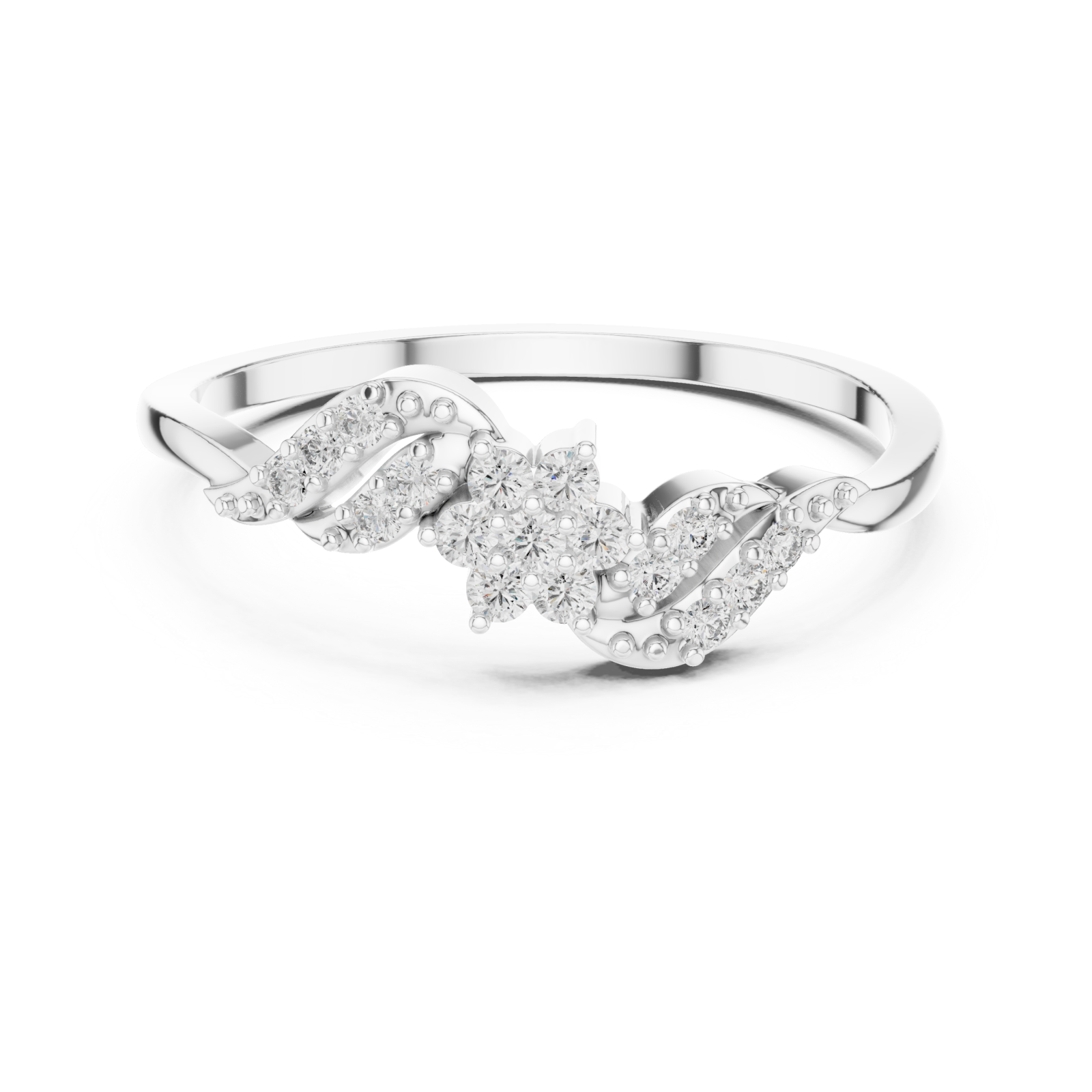  White Gold Twilight Crest Ring Front View