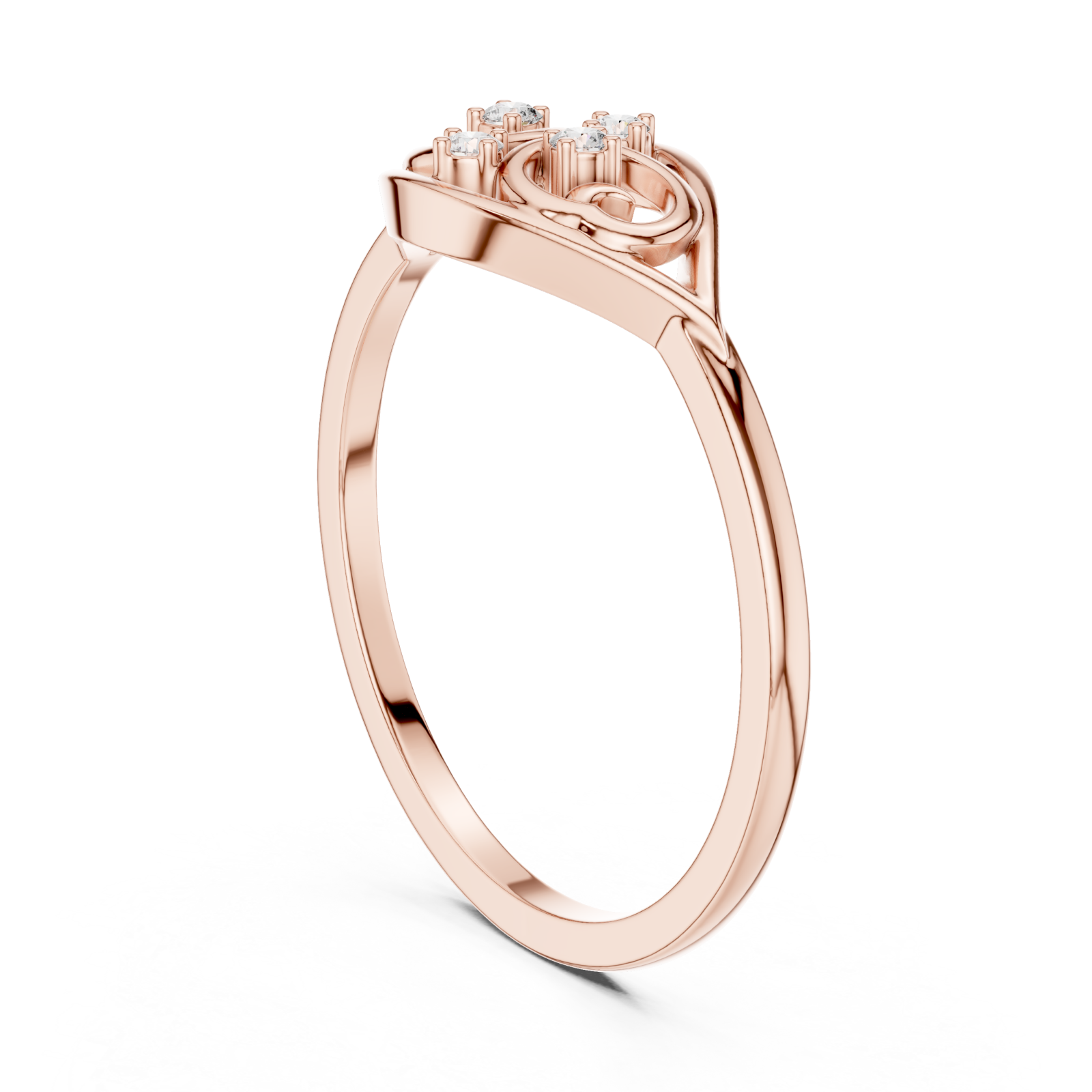  Rose Gold Petal Swirl Ring Left View
