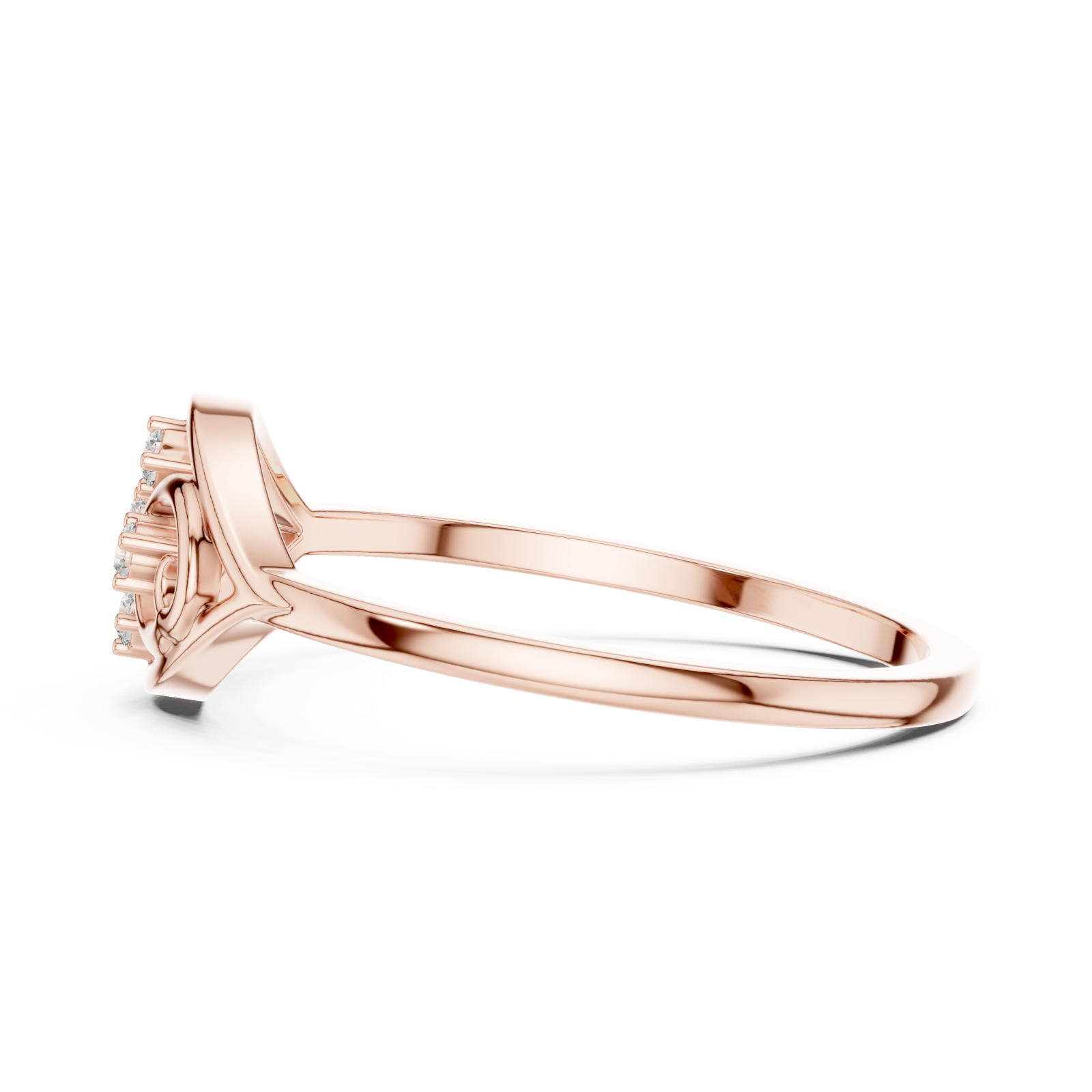  Rose Gold Petal Swirl Ring Side View