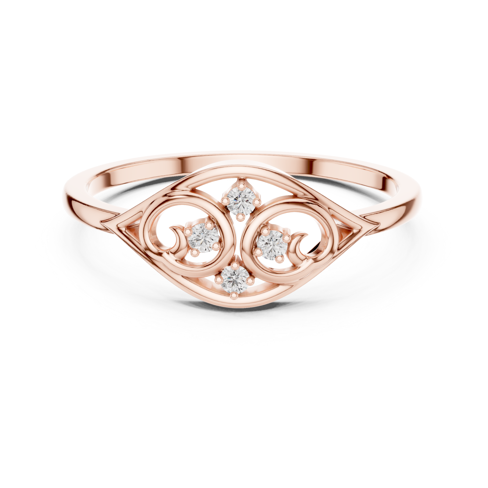  Rose Gold Petal Swirl Ring Front View
