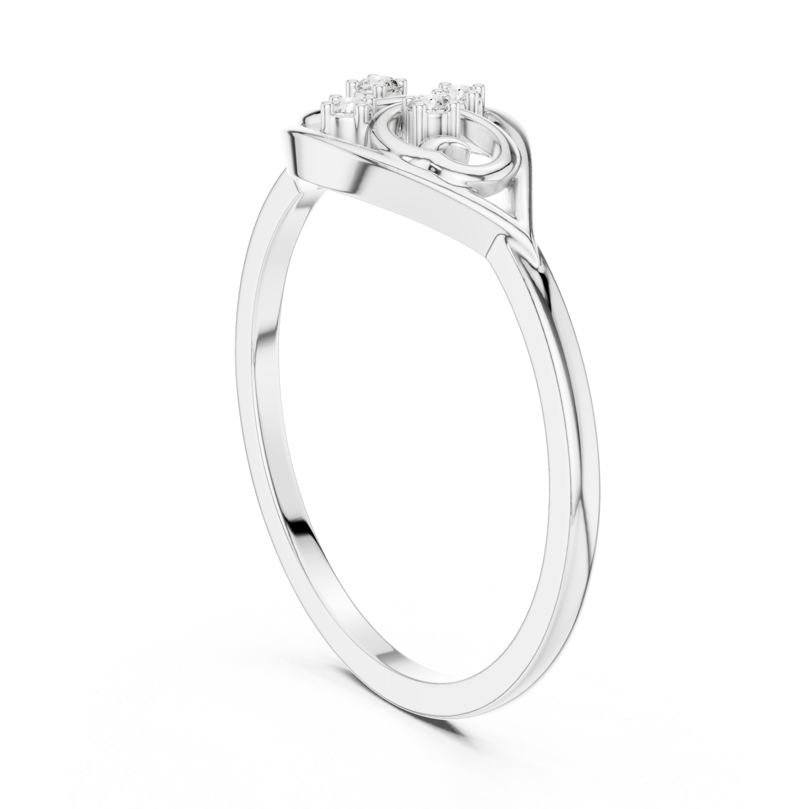  White Gold Petal Swirl Ring Left View
