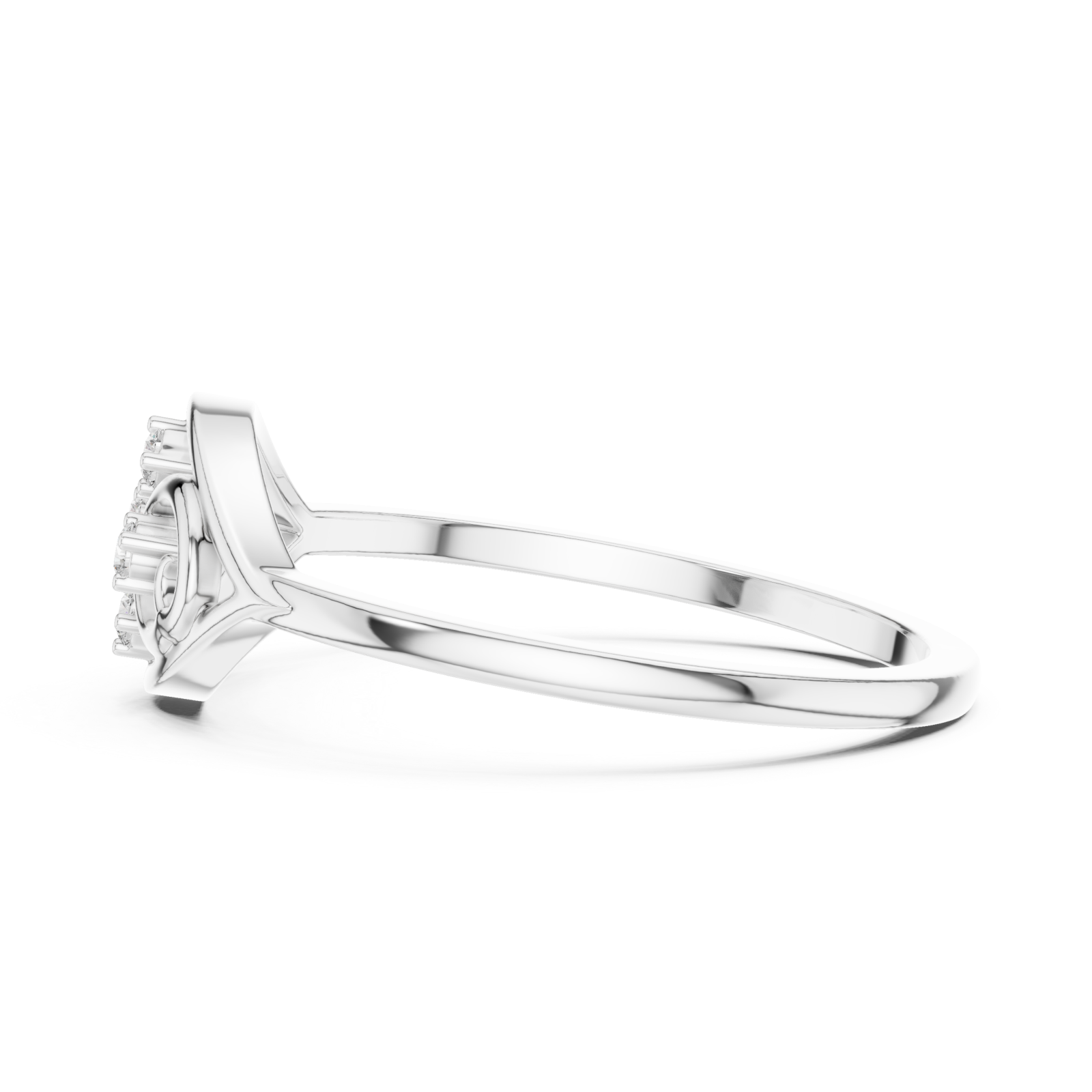 White Gold Petal Swirl Ring Side View