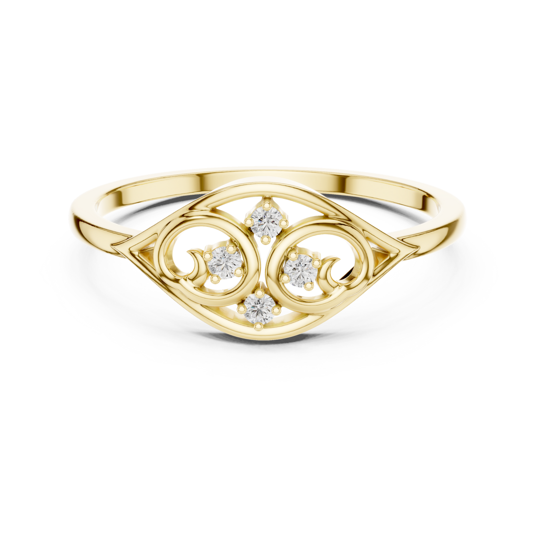 Gold Petal Swirl Ring Right View