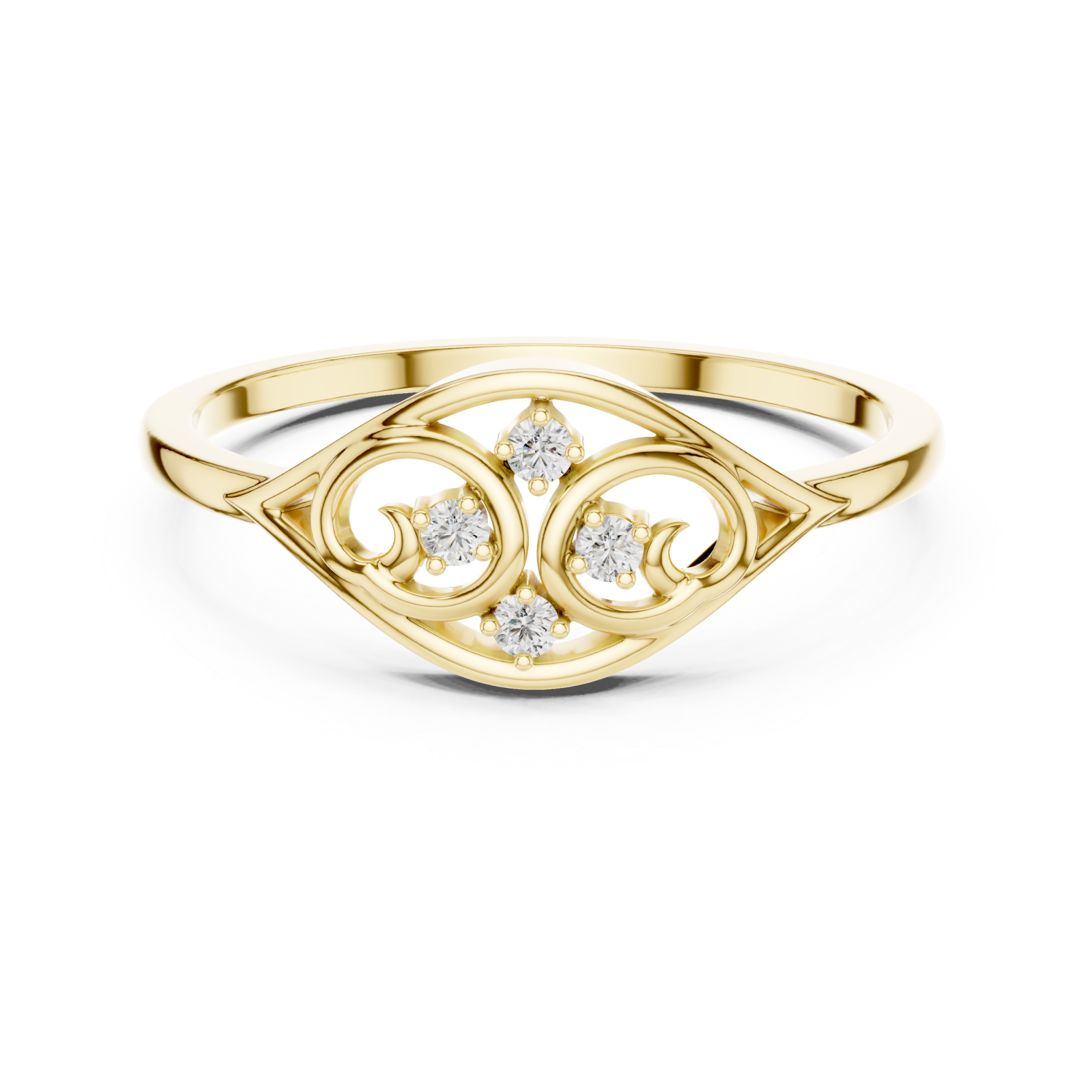  Gold Petal Swirl Ring Front View