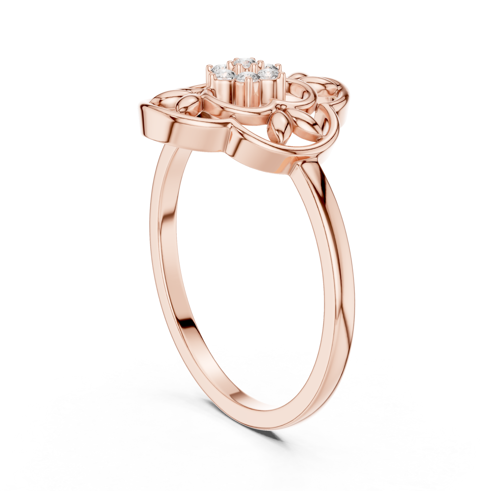  Rose Gold Petal Harmony Band Ring Left View