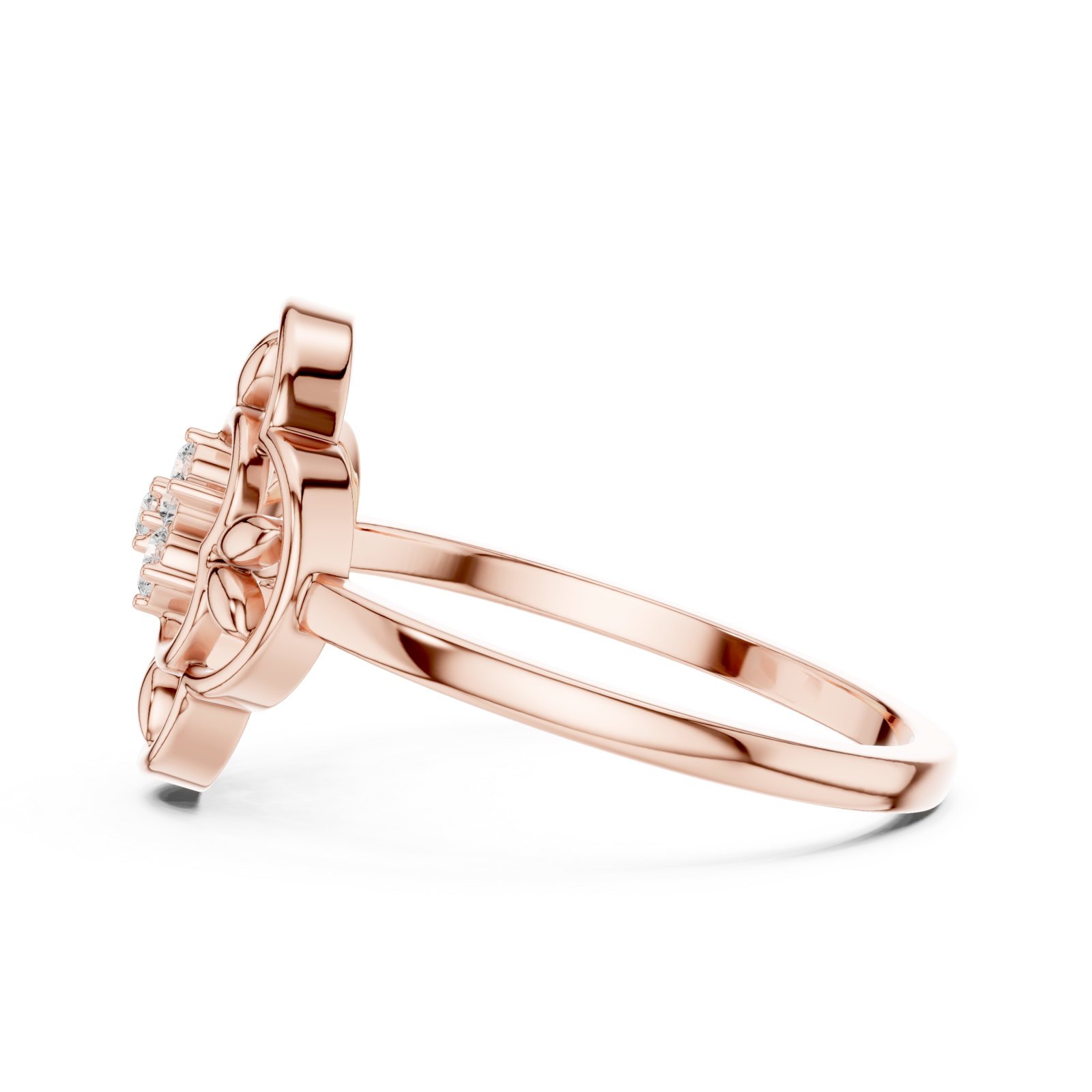  Rose Gold Petal Harmony Band Ring Side View