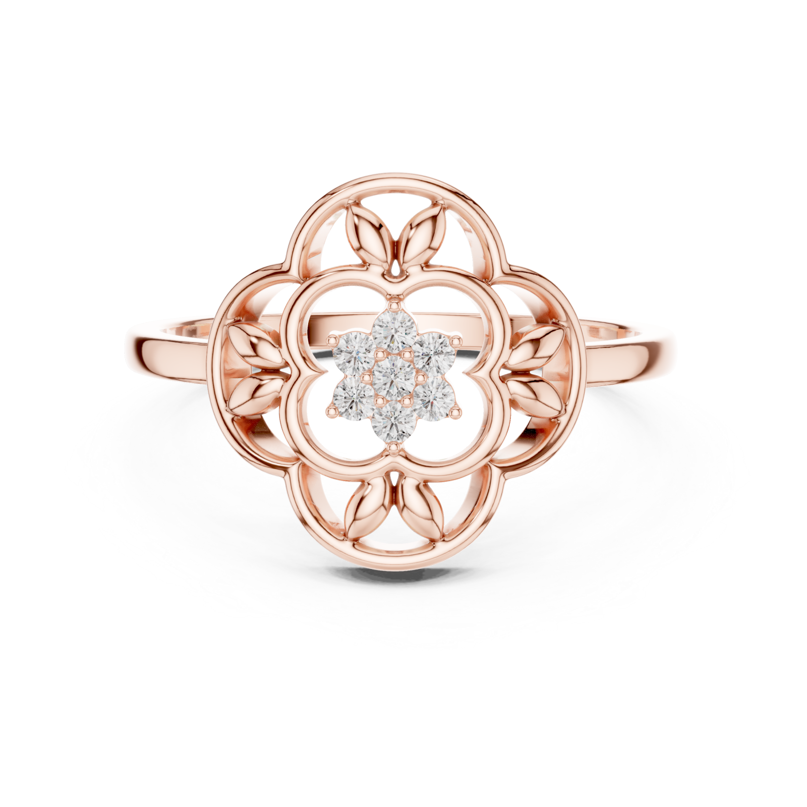  Rose Gold Petal Harmony Band Ring Front View
