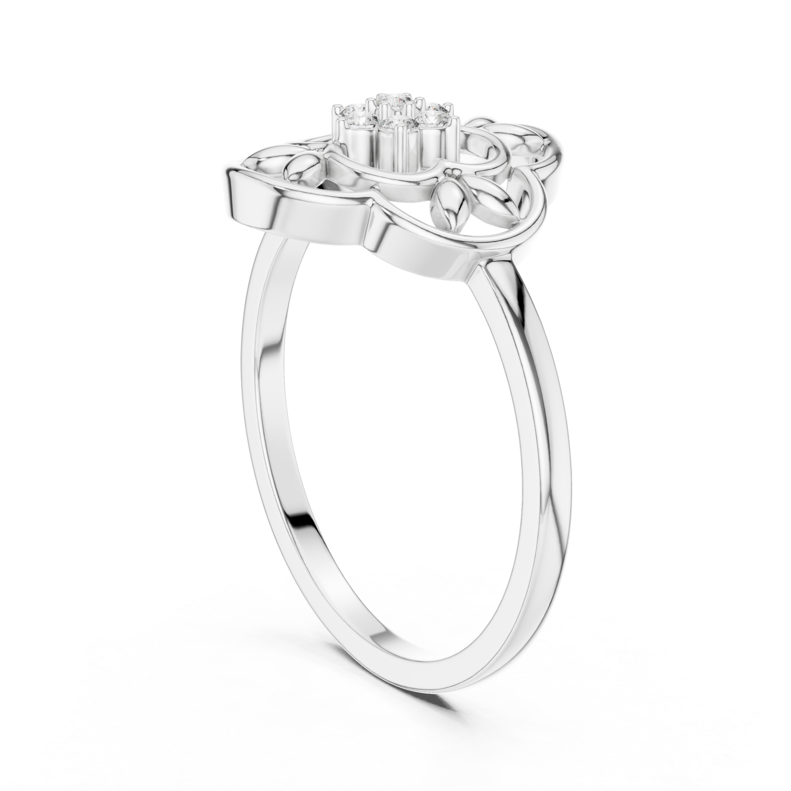  White Gold Petal Harmony Band Ring Left View