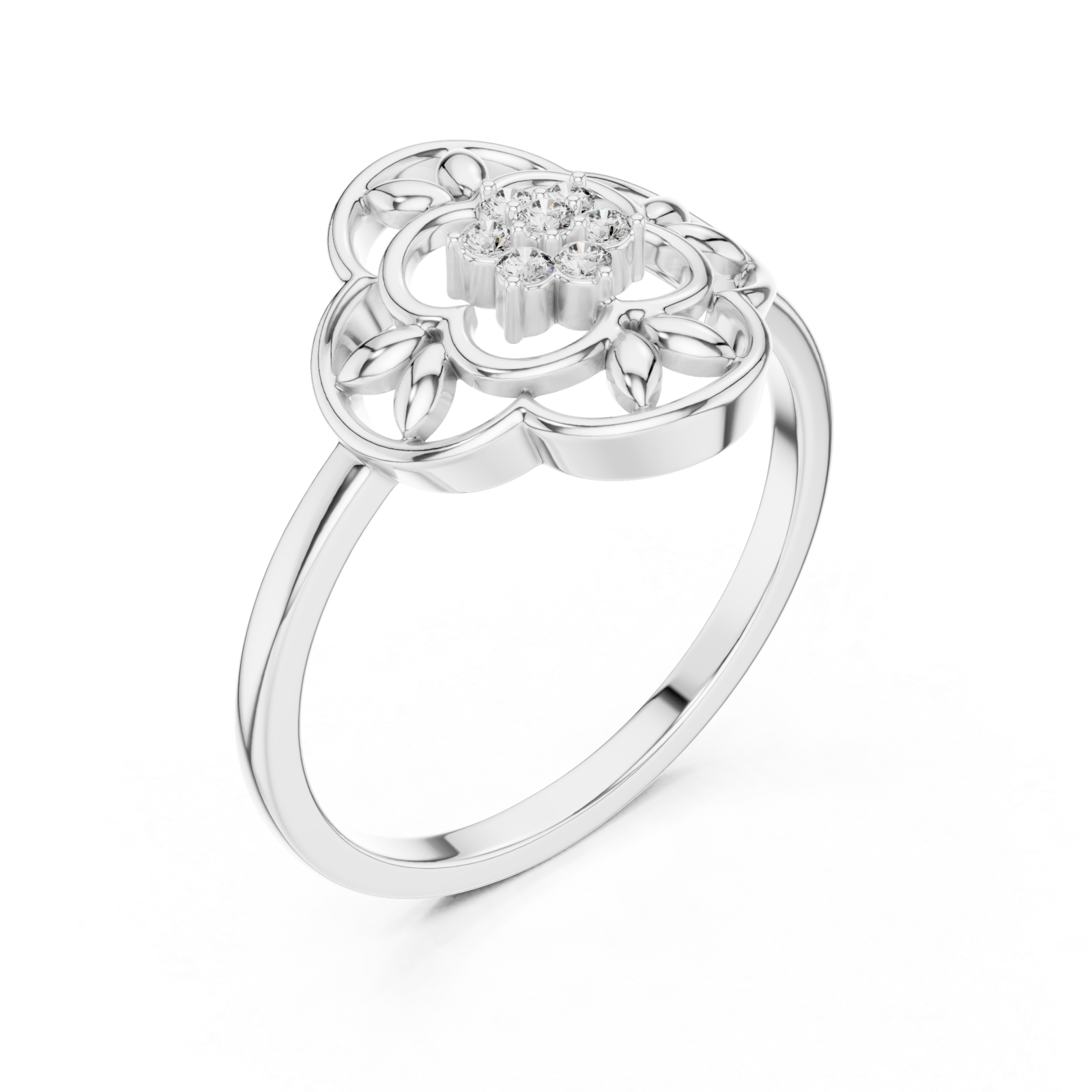  White Gold Petal Harmony Band Ring Right View