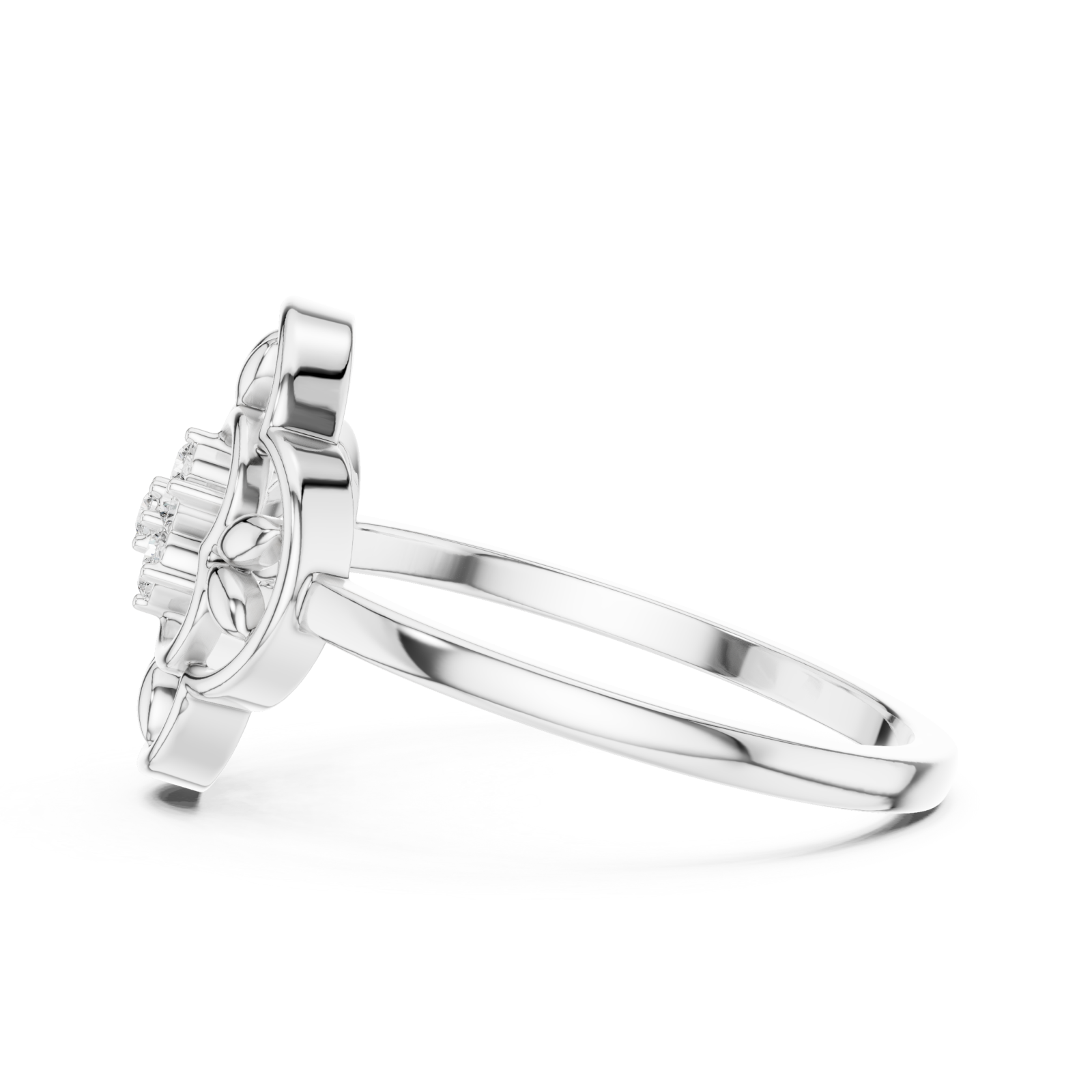  White Gold Petal Harmony Band Ring Side View