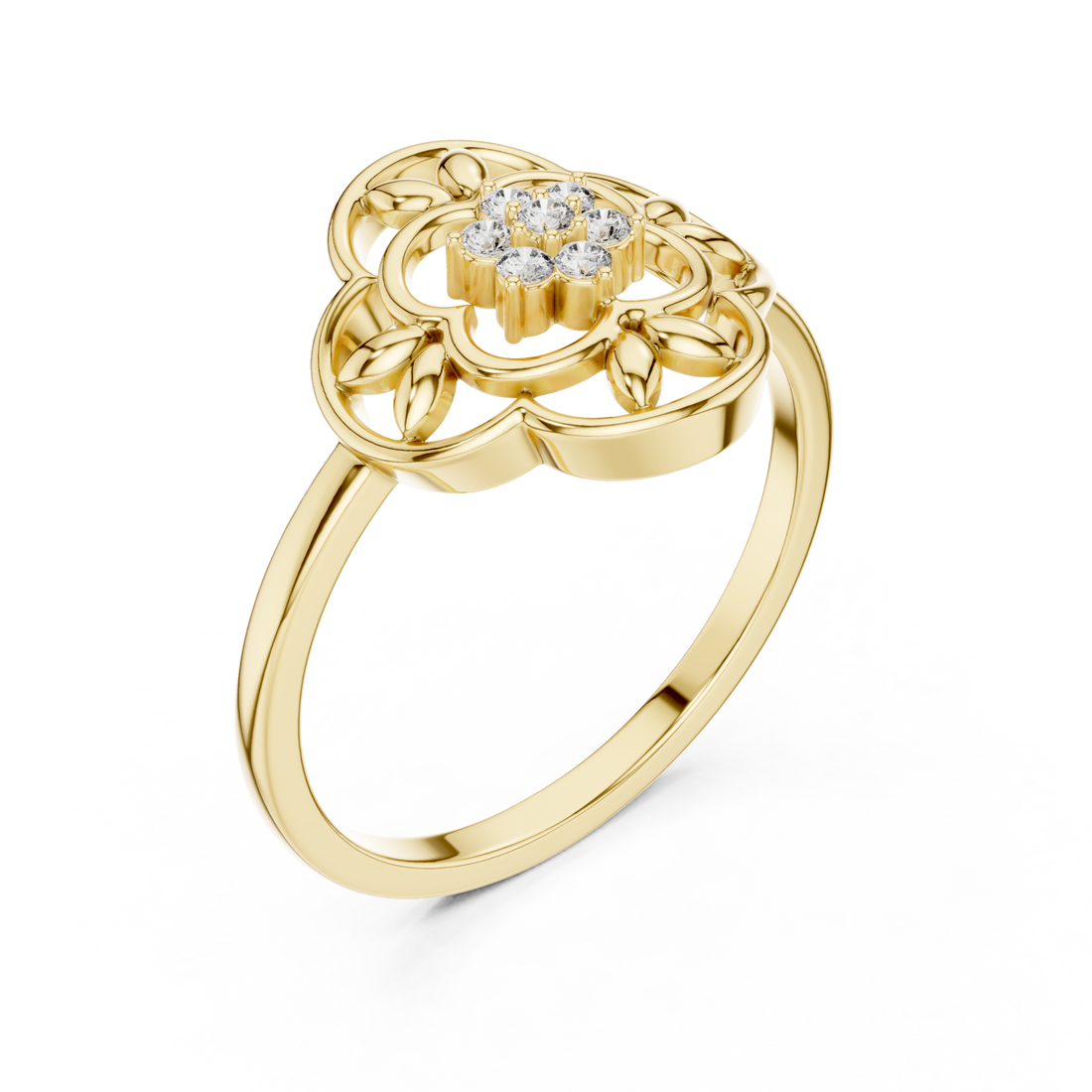 Gold Petal Harmony Band Ring Right View