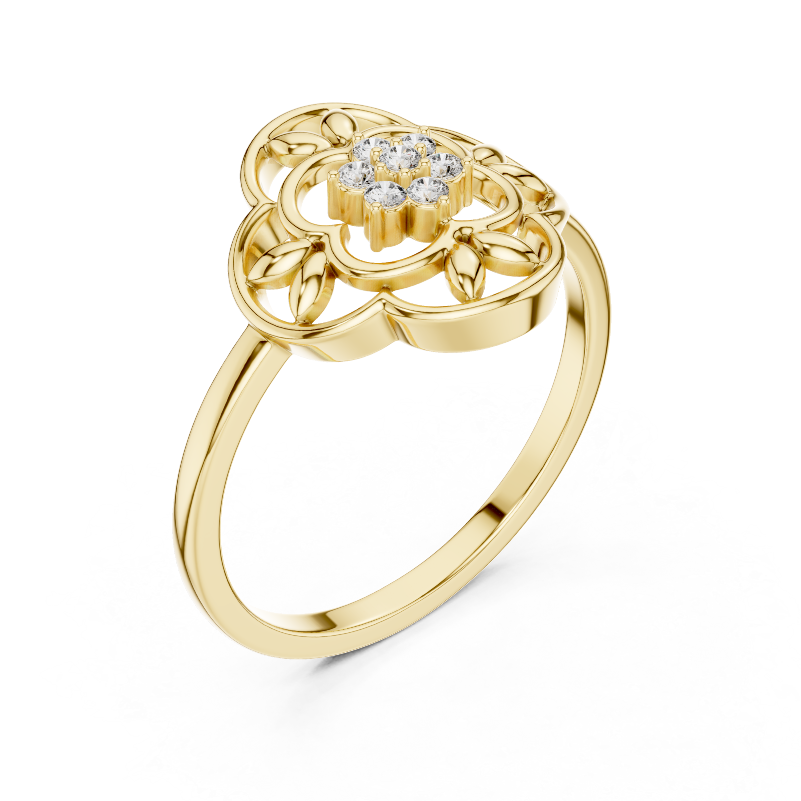 Gold Petal Harmony Band Ring Right View