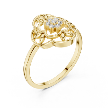 Gold Petal Harmony Band Ring Right View