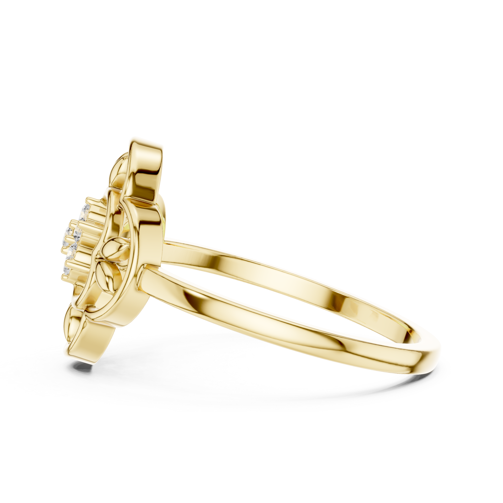  Gold Petal Harmony Band Ring Side View