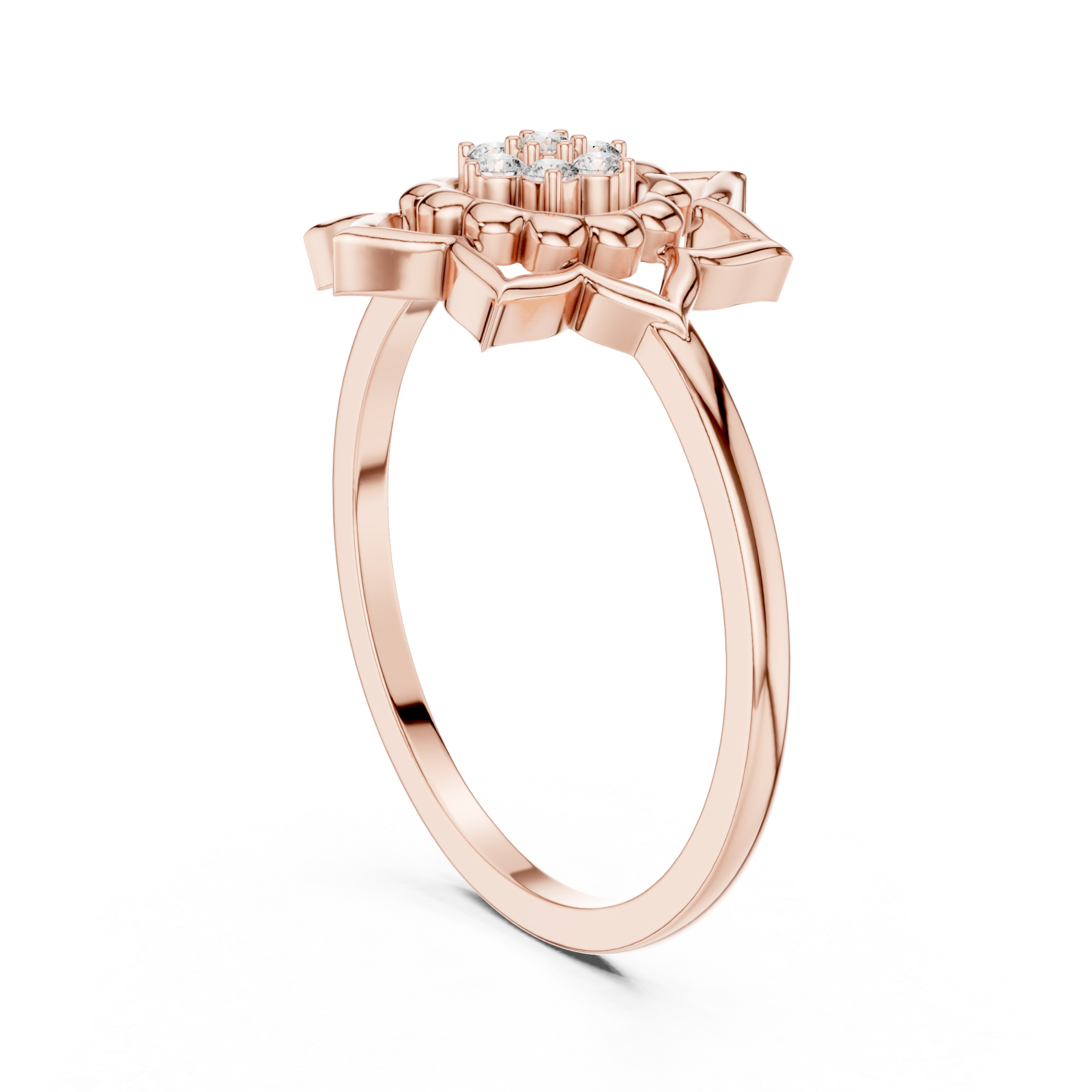  Rose Gold Blossom Aura Ring Left View