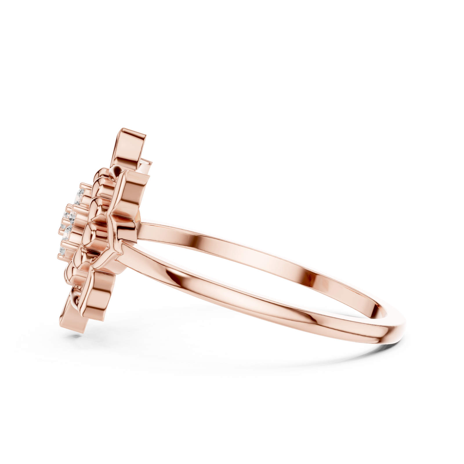  Rose Gold Blossom Aura Ring Side View