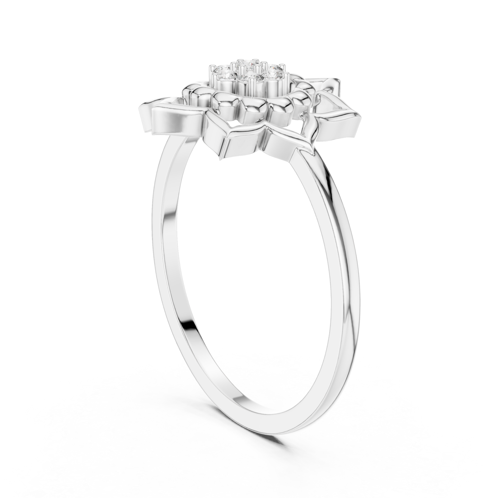  White Gold Blossom Aura Ring Left View