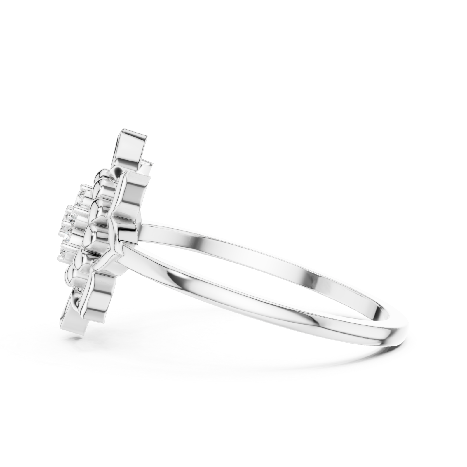  White Gold Blossom Aura Ring Side View