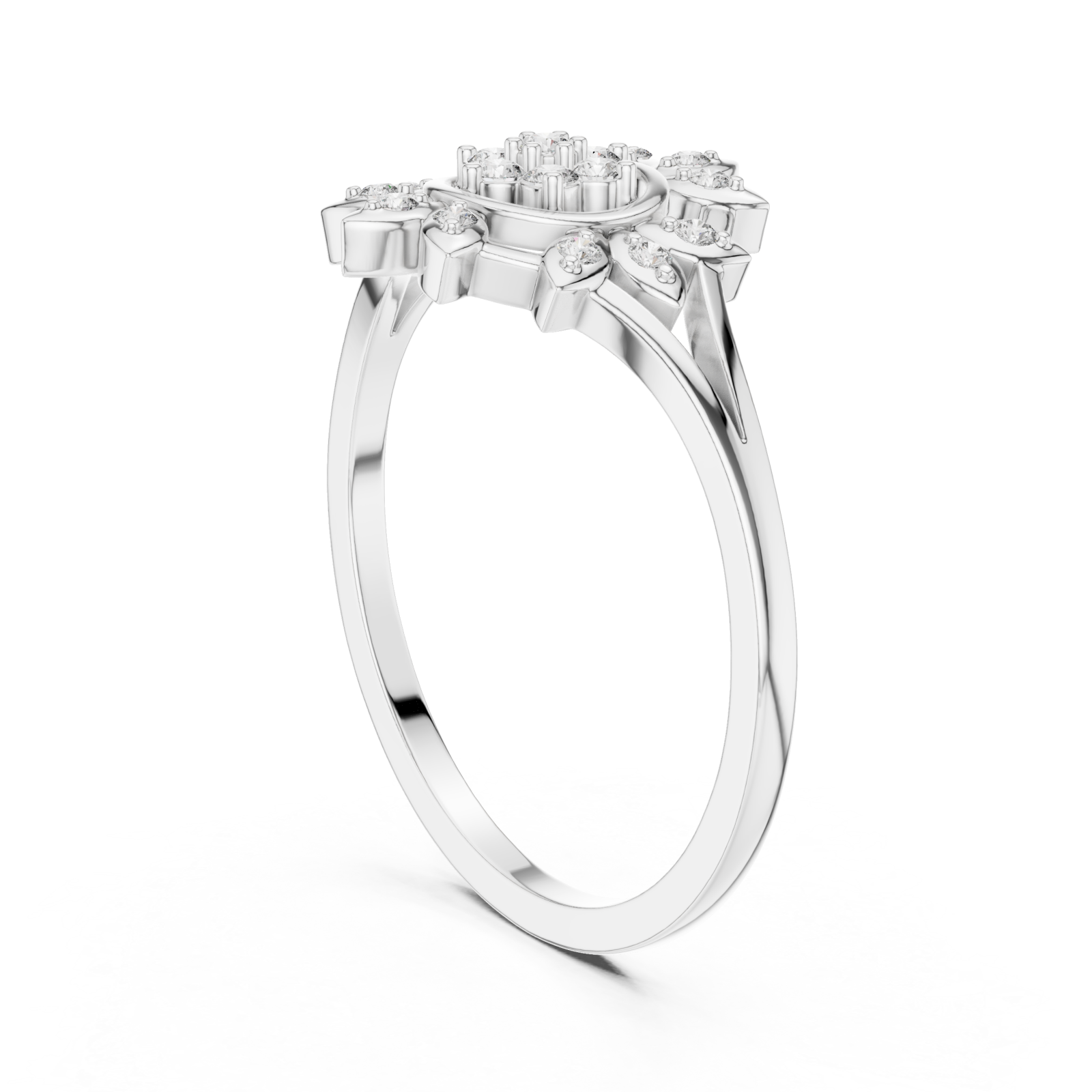  White Gold Solara Muse Ring Left View